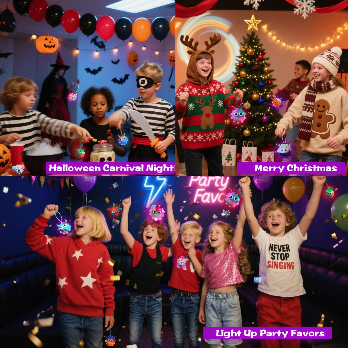 48 Pack Light Up Party Favors for Birthday Glow in The Dark - Supovil Official Imagery - 4