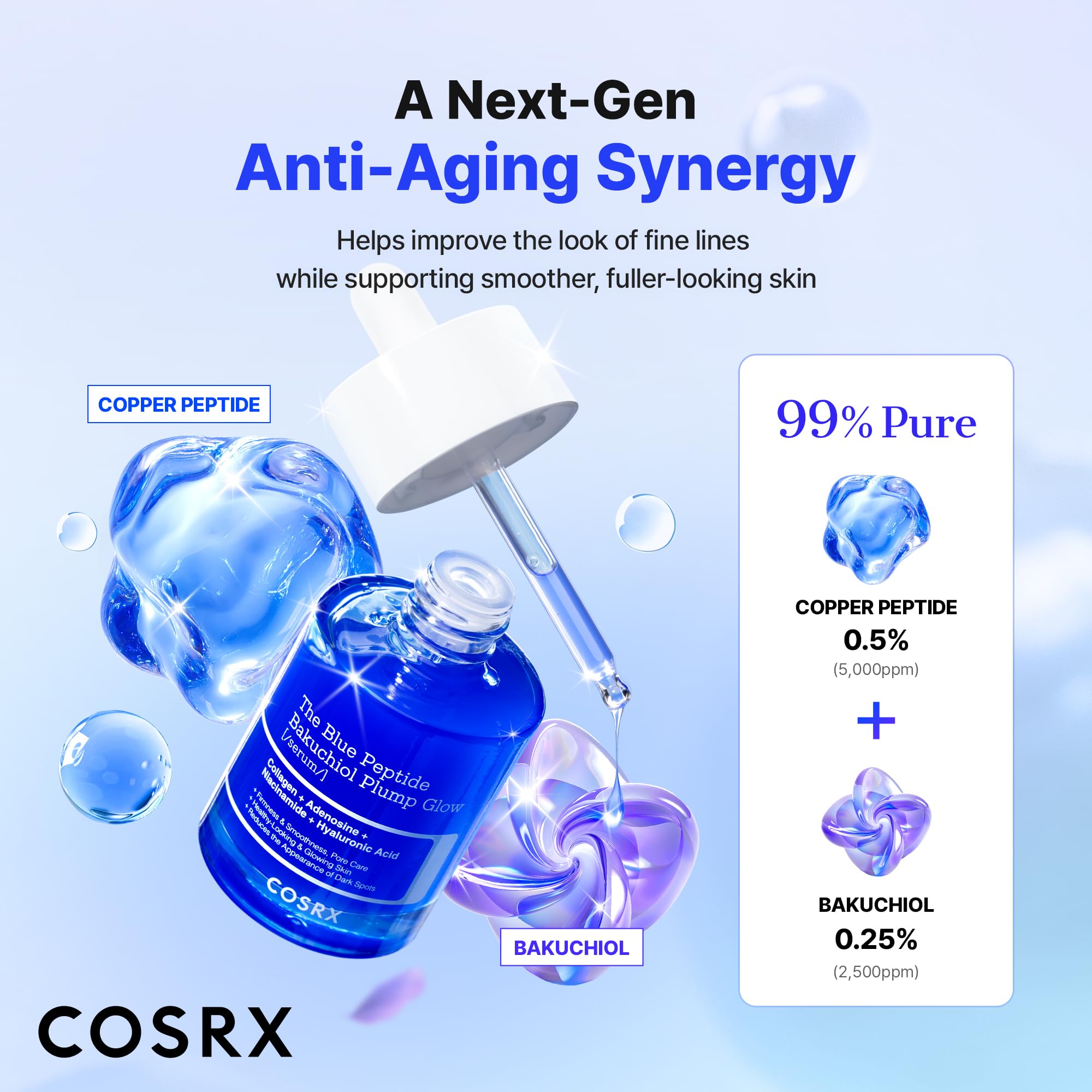 COSRX The Blue Copper Peptide Bakuchiol Serum, Glow &amp; - COSRX