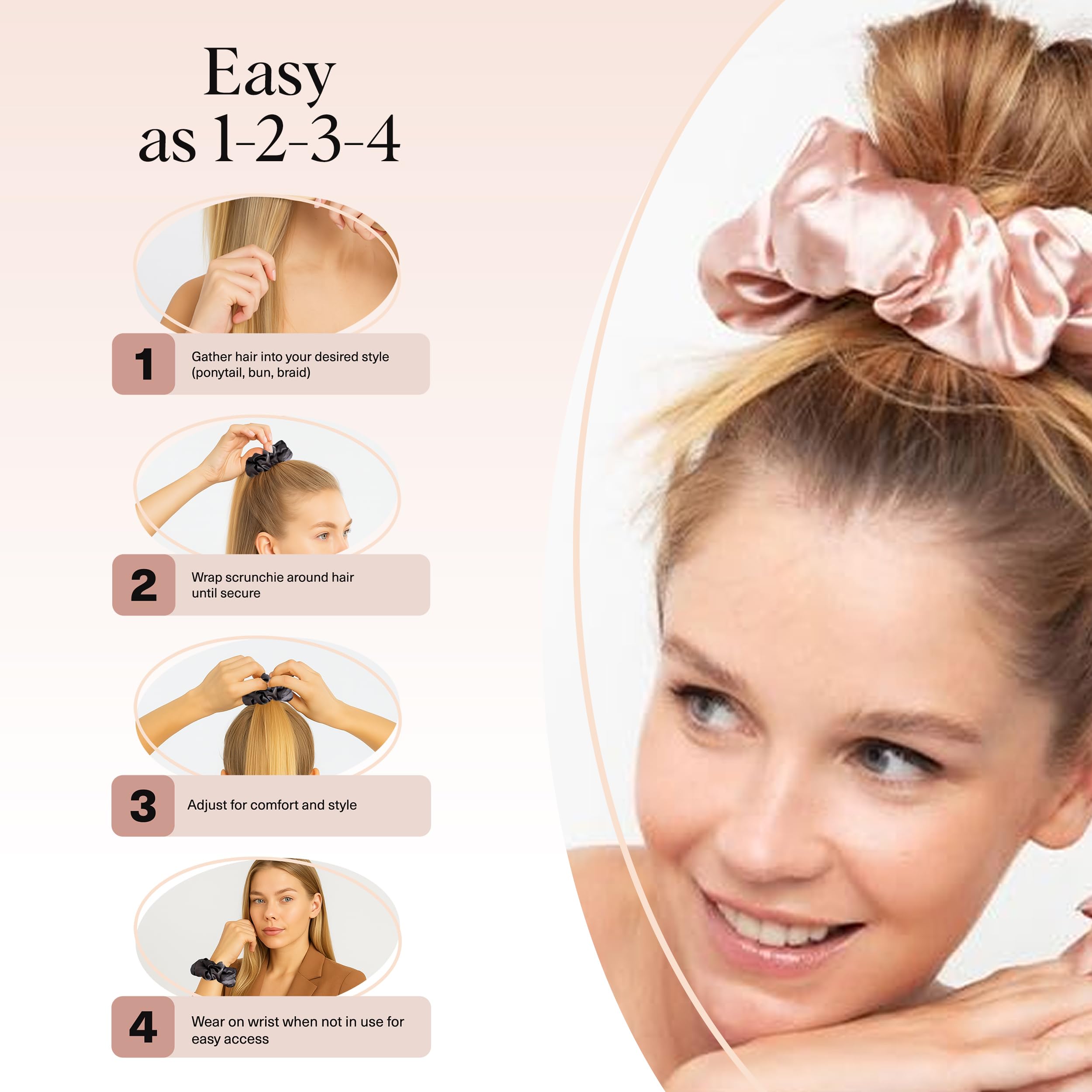 Elefair Tech Kitsch Pillow Satin Scrunchies - Blush Charcoal & - Elefair Tech Official Product View 8