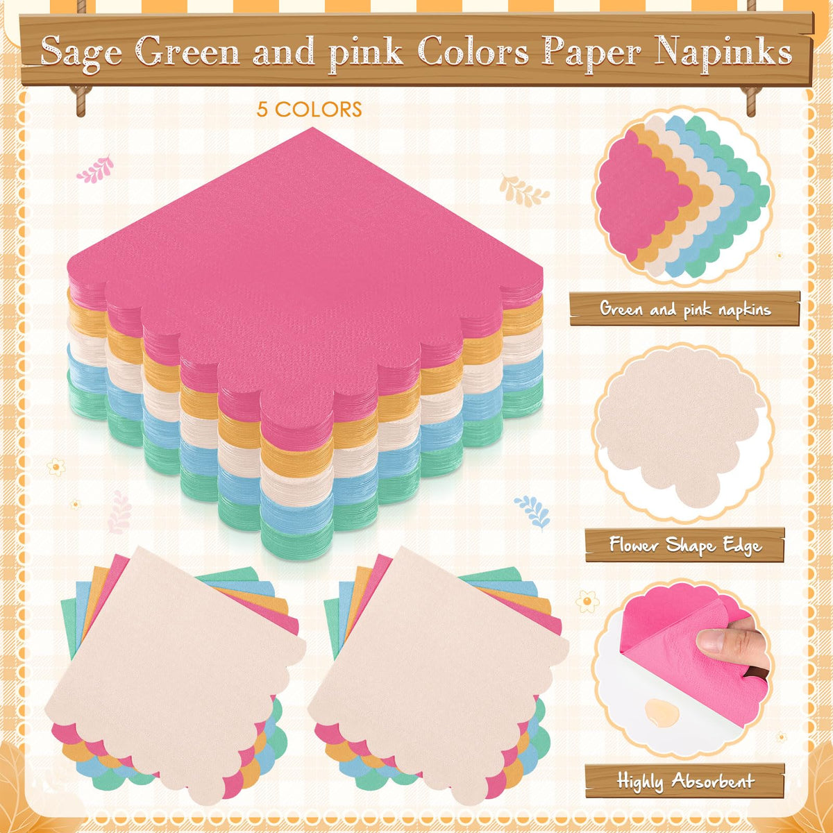 Zhehao 175 Pcs Candy Colors Party Plates Cups Napkins Set - Zhehao Official Imagery - 6