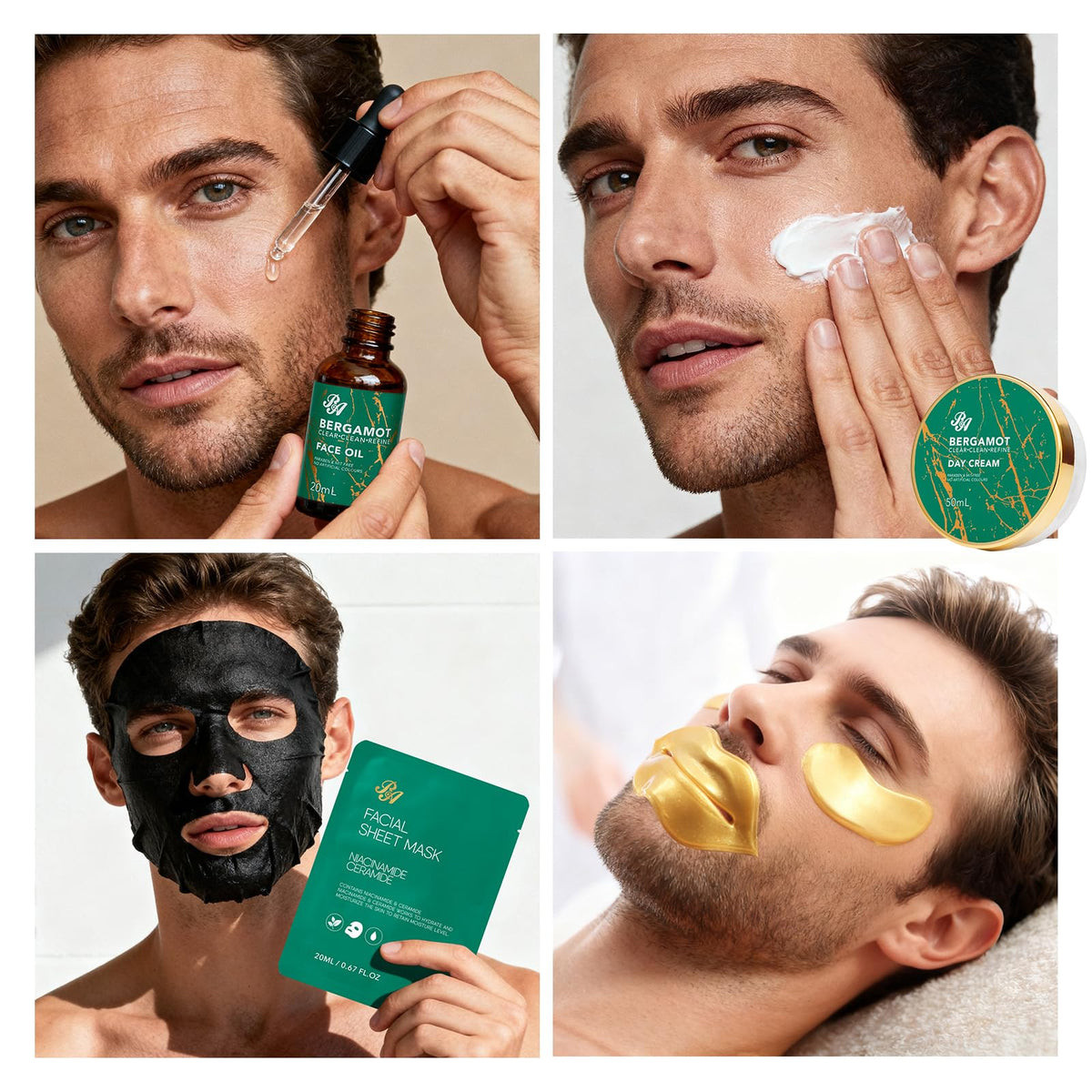 Men Bergamot Facial Skin Care Set Fathers Day Gift 21 Pcs - RA ROSA ACCA Official Imagery - 3