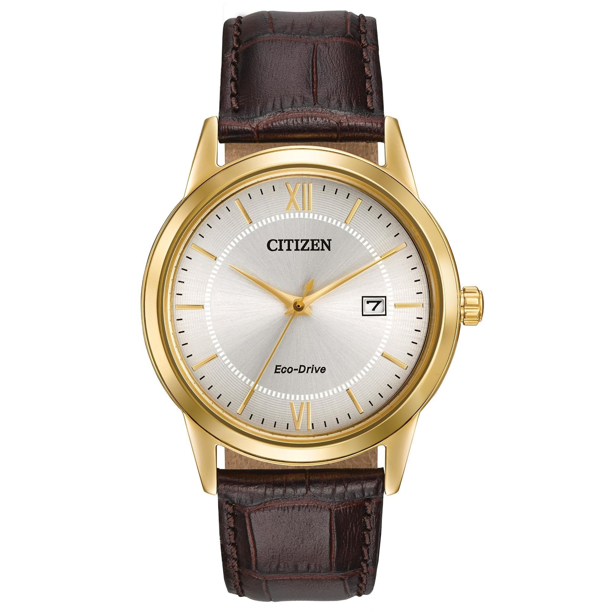 Citizen Men's Classic Eco-Drive Leather Strap Watch, 3-Hand Date - Product Imagery