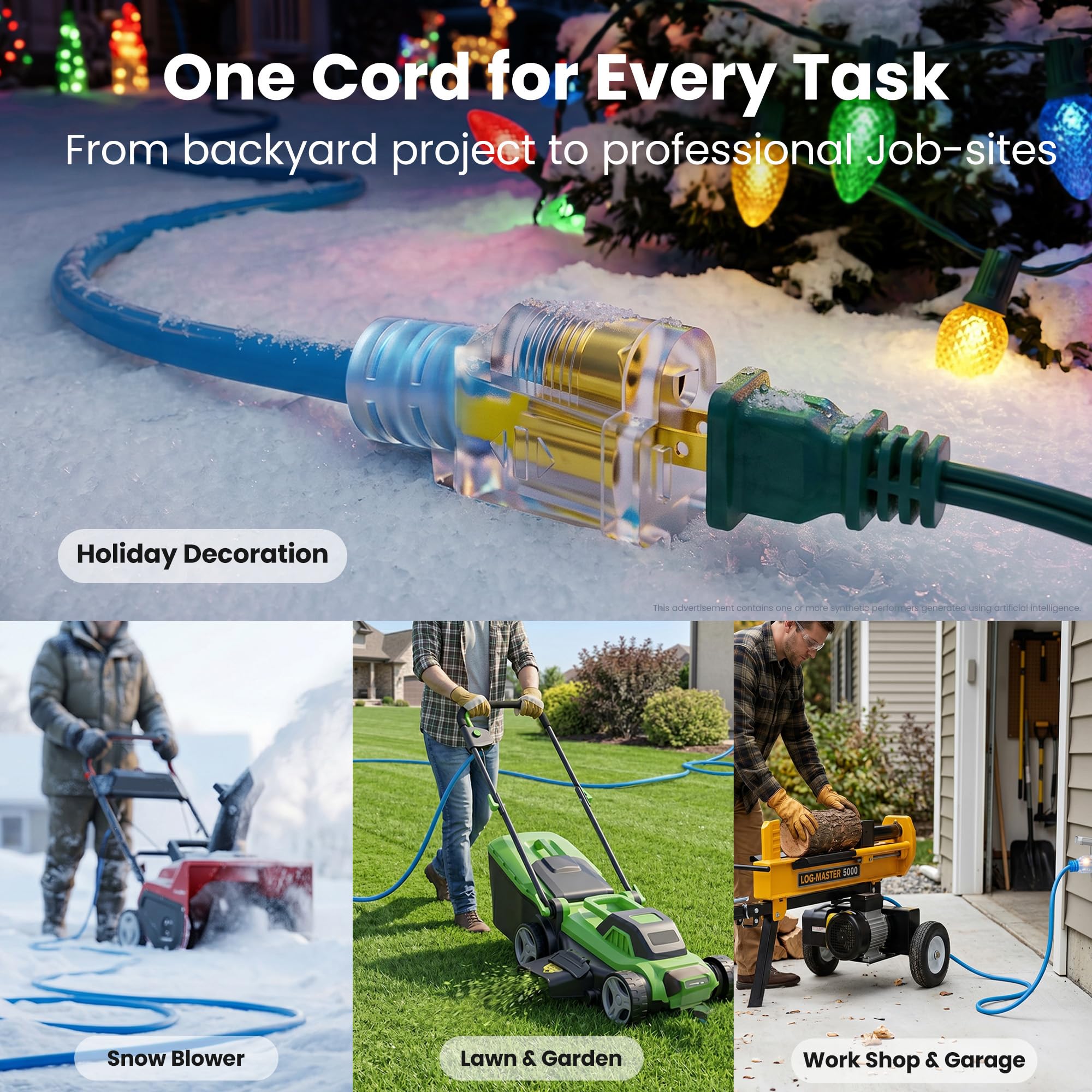 GEARit 100 ft Outdoor Extension Cord 14/3 Gauge SJEOW 14 AWG, 3-P - GEARit Official Product View 8
