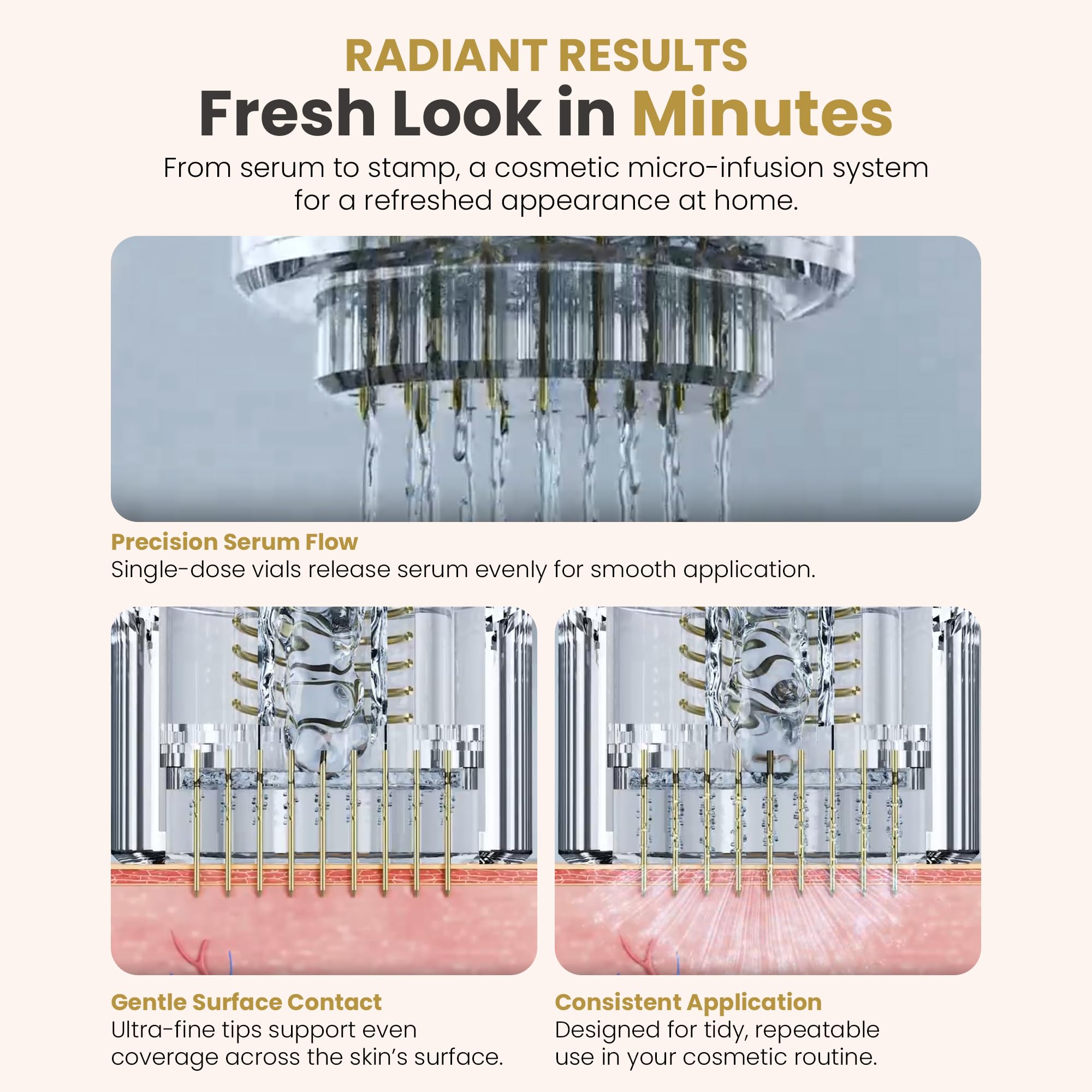 Mon Lumiere Micro Infusion System for Face – Gold Spring-Loaded - Mon Lumi&egrave;re