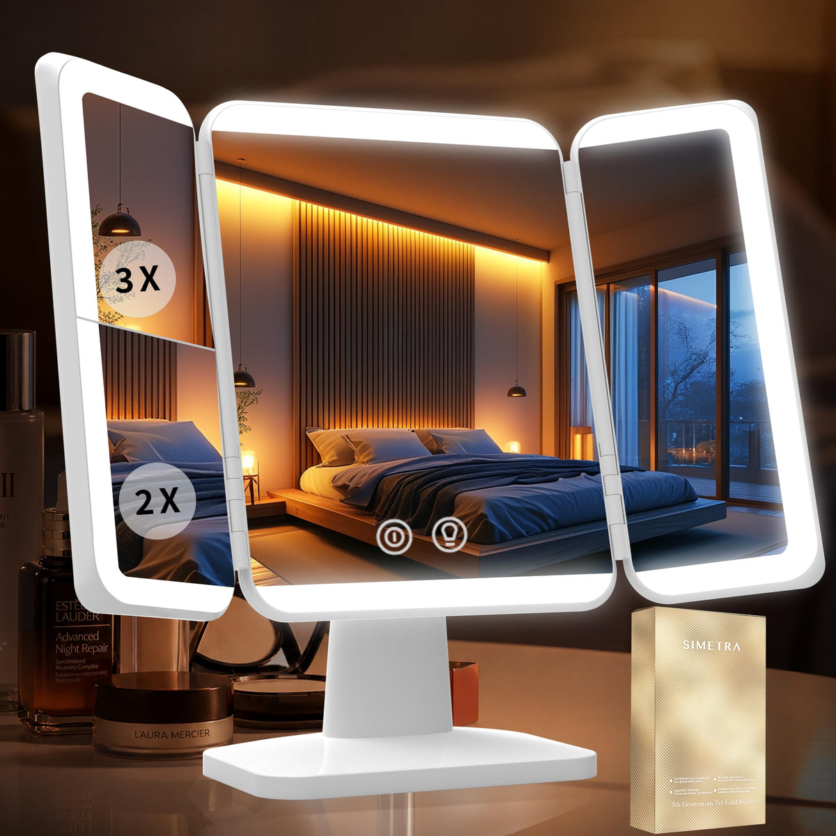 SIMETRA 15 6 Rechargeable Makeup Mirror with Lights 156 LED - SIMETRA Official Imagery - 1
