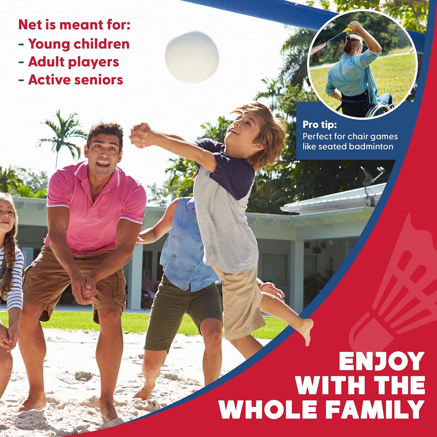 Boulder portable badminton and pickleball net with foldable, extendable poles for easy setup and versatile outdoor play.