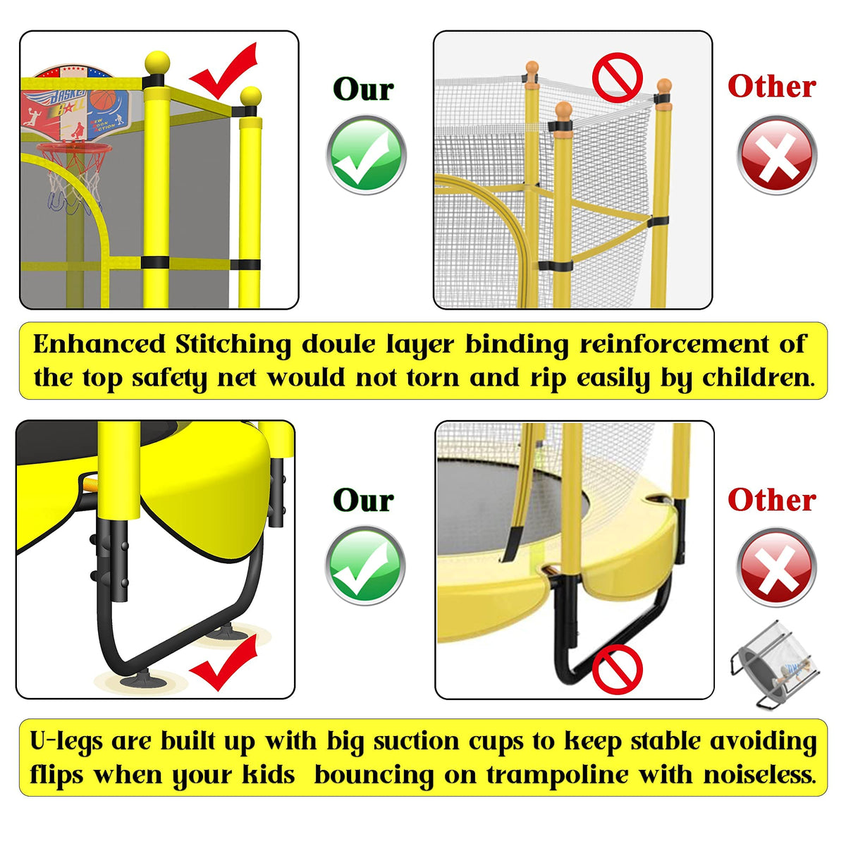 VGMiu 60 Trampoline for Kids Toddler Trampoline Indoor with - VGMiu Official Imagery - 3