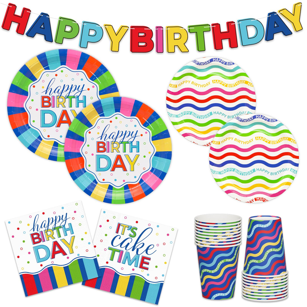 Happy Birthday Party Supplies Colorful Waves Birthday - DYLIVeS Official Imagery - 2