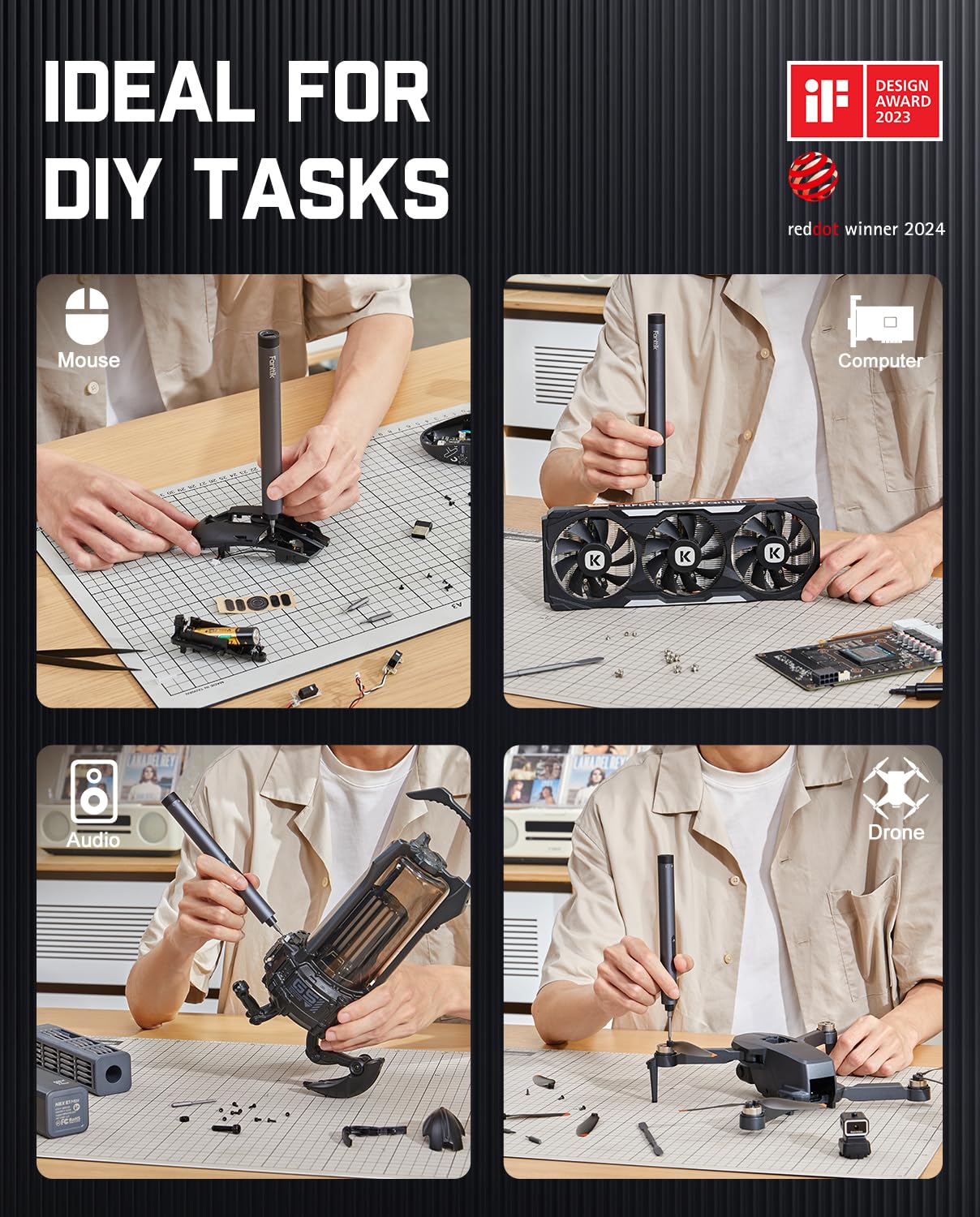 Fanttik E1 Max Electric Screwdriver, 53-in-1 Screwdriver for DIY by Fanttik - Angle View 6