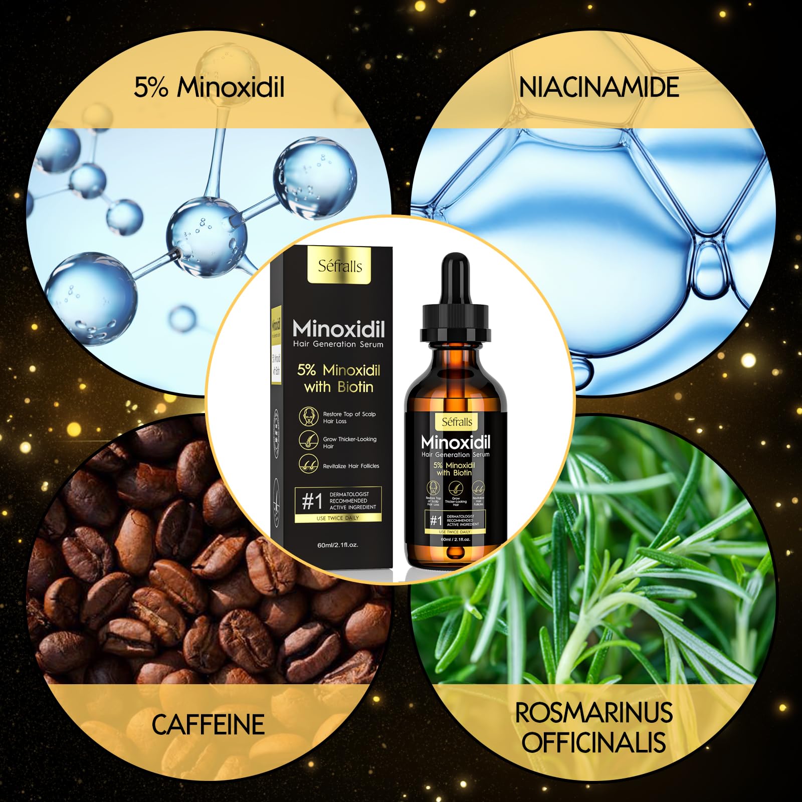 Sefralls 5% Minoxidil Hair Growth Oil - Extra Strength Growth Serum & Topical - Sefralls Official Product View 5