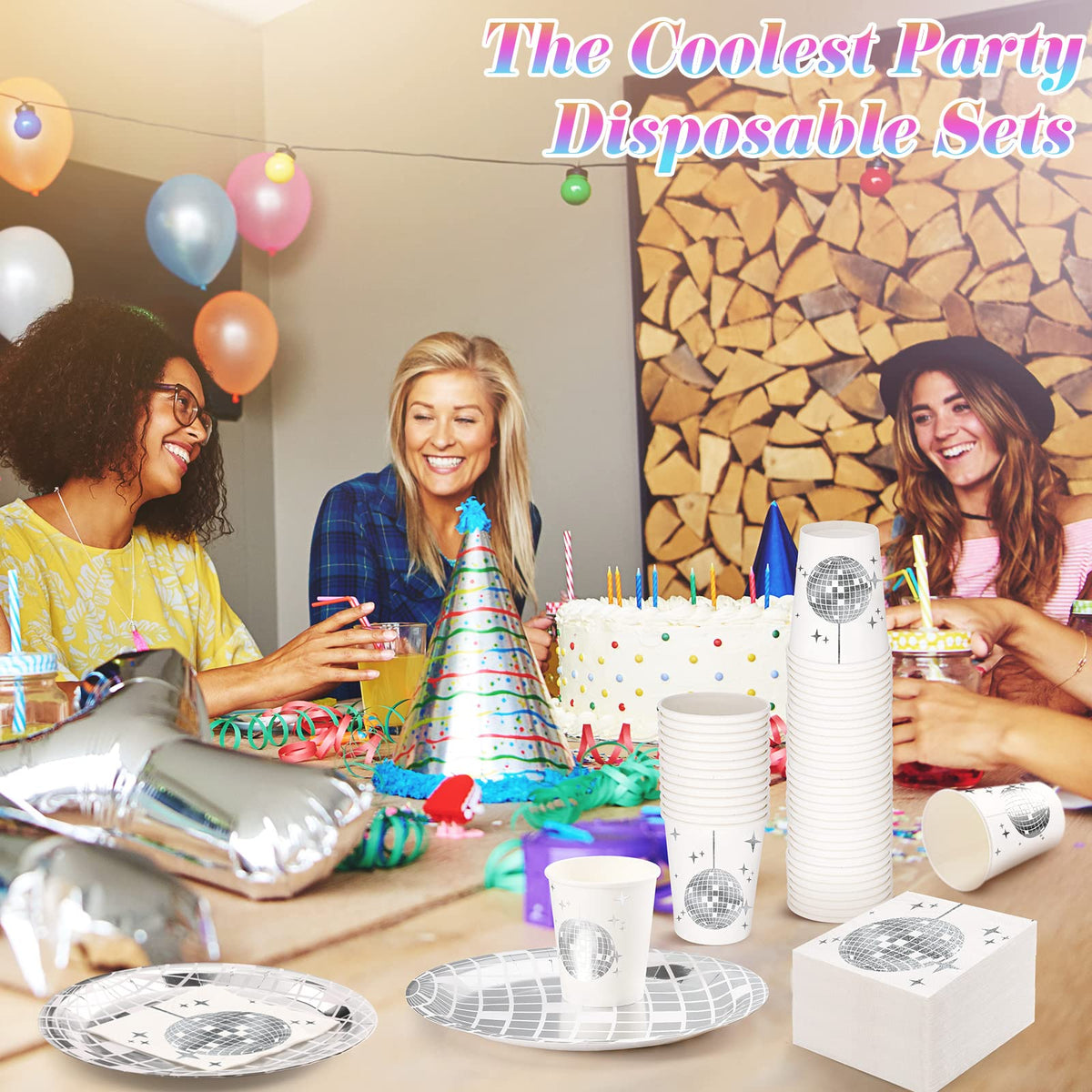 Gerrii 150 Pcs Disco Party Plates Cups Napkins Decorations - Gerrii Official Imagery - 8