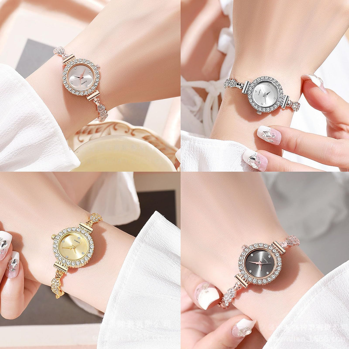 Gold Watch Set for Women Full Diamond Dress Adjustable Slim - dayutech Official Imagery - 4