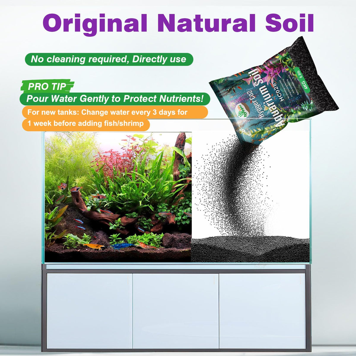 Upgraded Aquarium Soil Water Grass Mud Ideal for Fish Tank - Hygger CO2 Official Imagery - 3