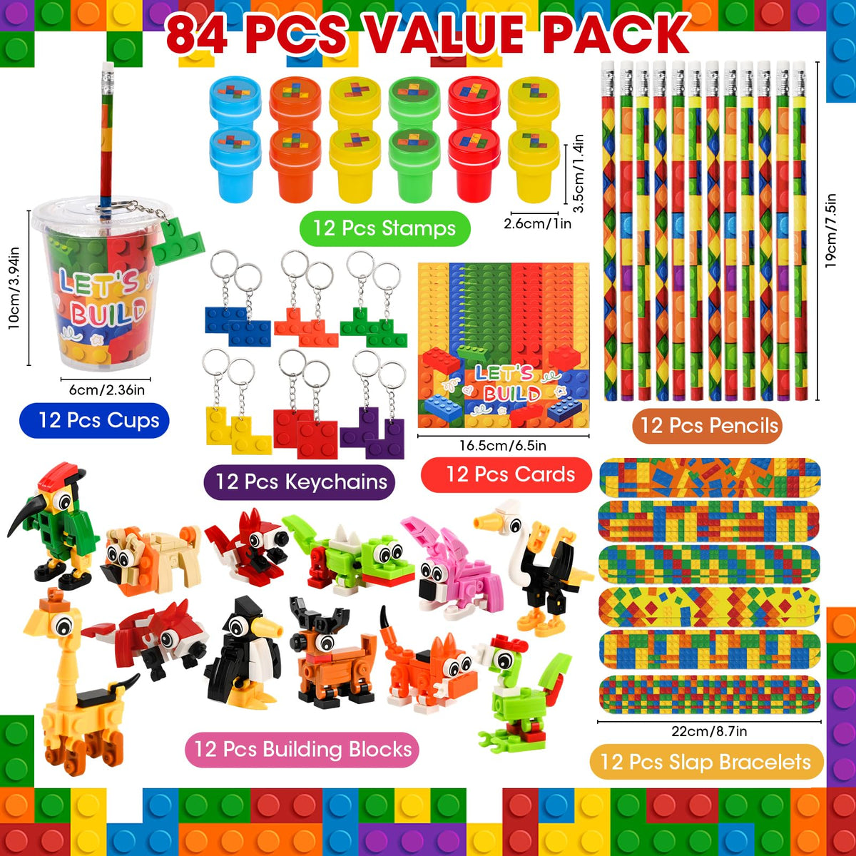 84 Pcs Building Blocks Party Favors Birthday Goodie Bags - Yazetto Official Imagery - 5