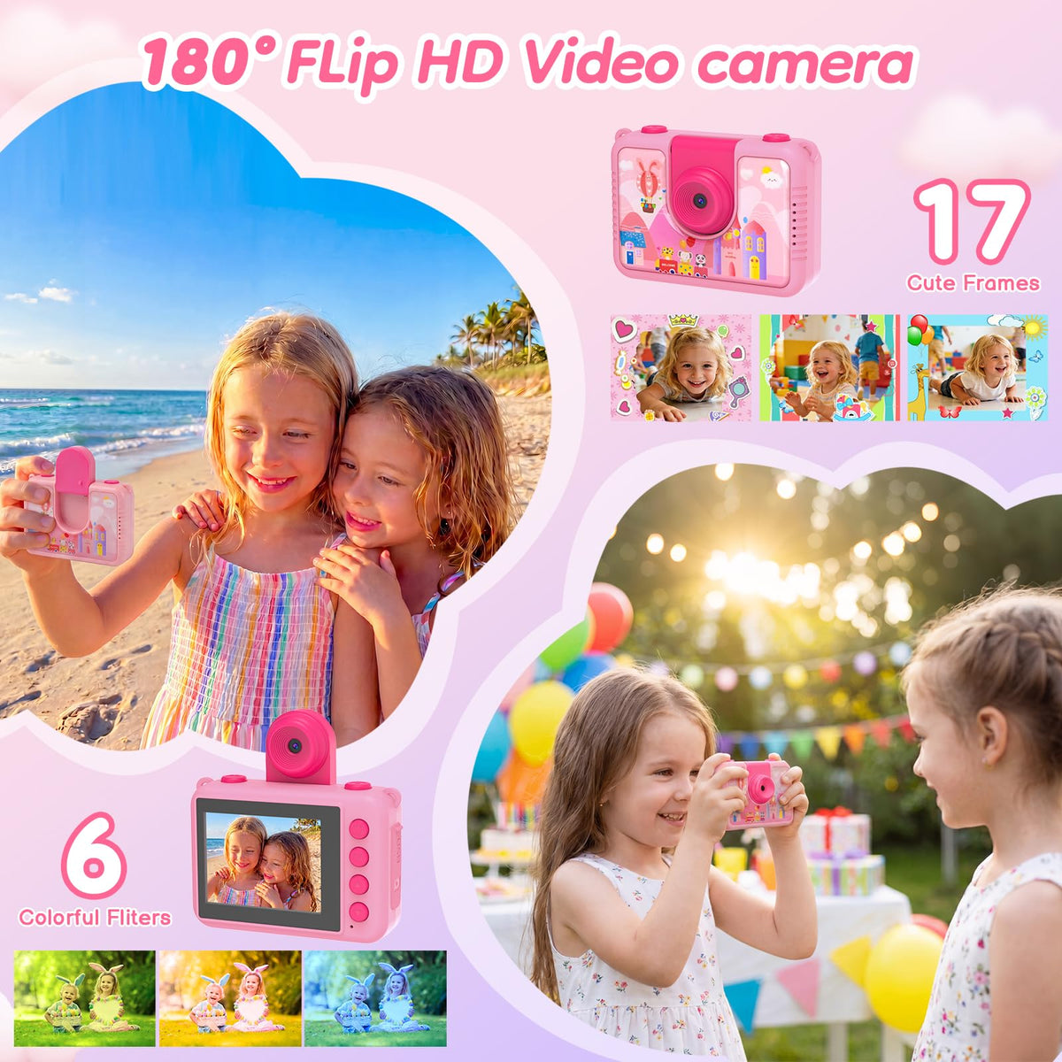 Kids Waterproof Underwater Camera 1080P 4X Zoom 2 IPS Screen - GKTZ Official Imagery - 5