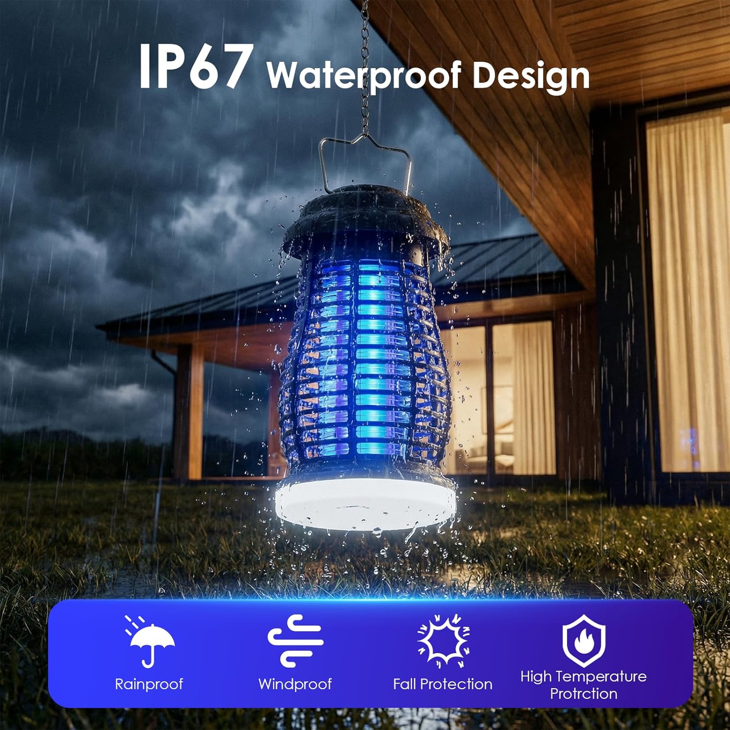 Otlotrte cordless outdoor and indoor bug zapper with rechargeable design, featuring a compact mosquito trap and electric grid.