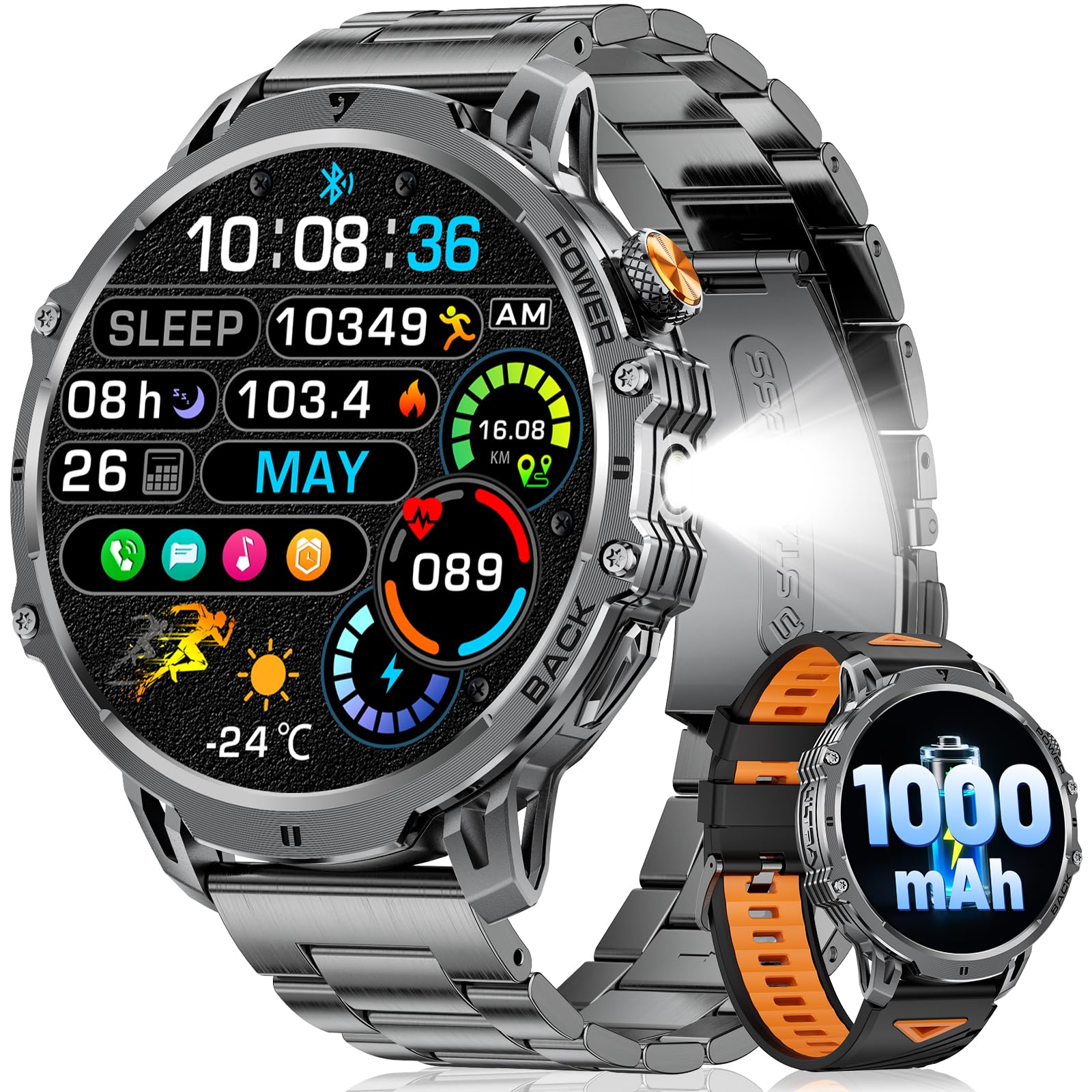 LIGE Military Smart Watches for Men ,1000mAh/1.85" HD Large Screen Sma - View 10