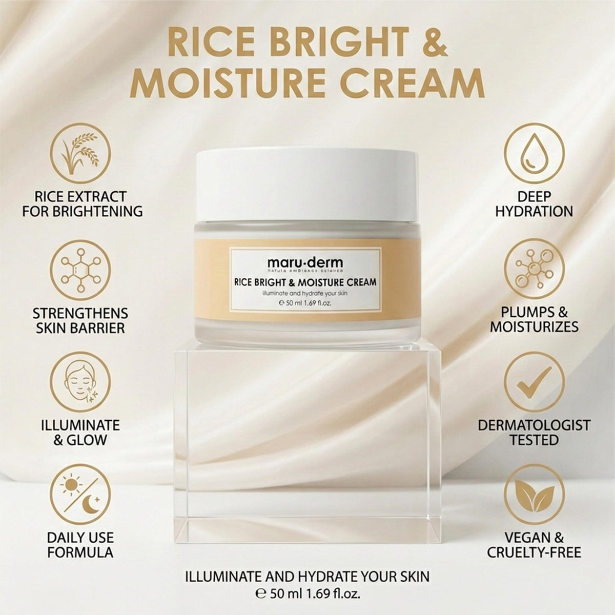 Maruderm Rice Moisturising Glow Cream - maru.derm Official Imagery - 5