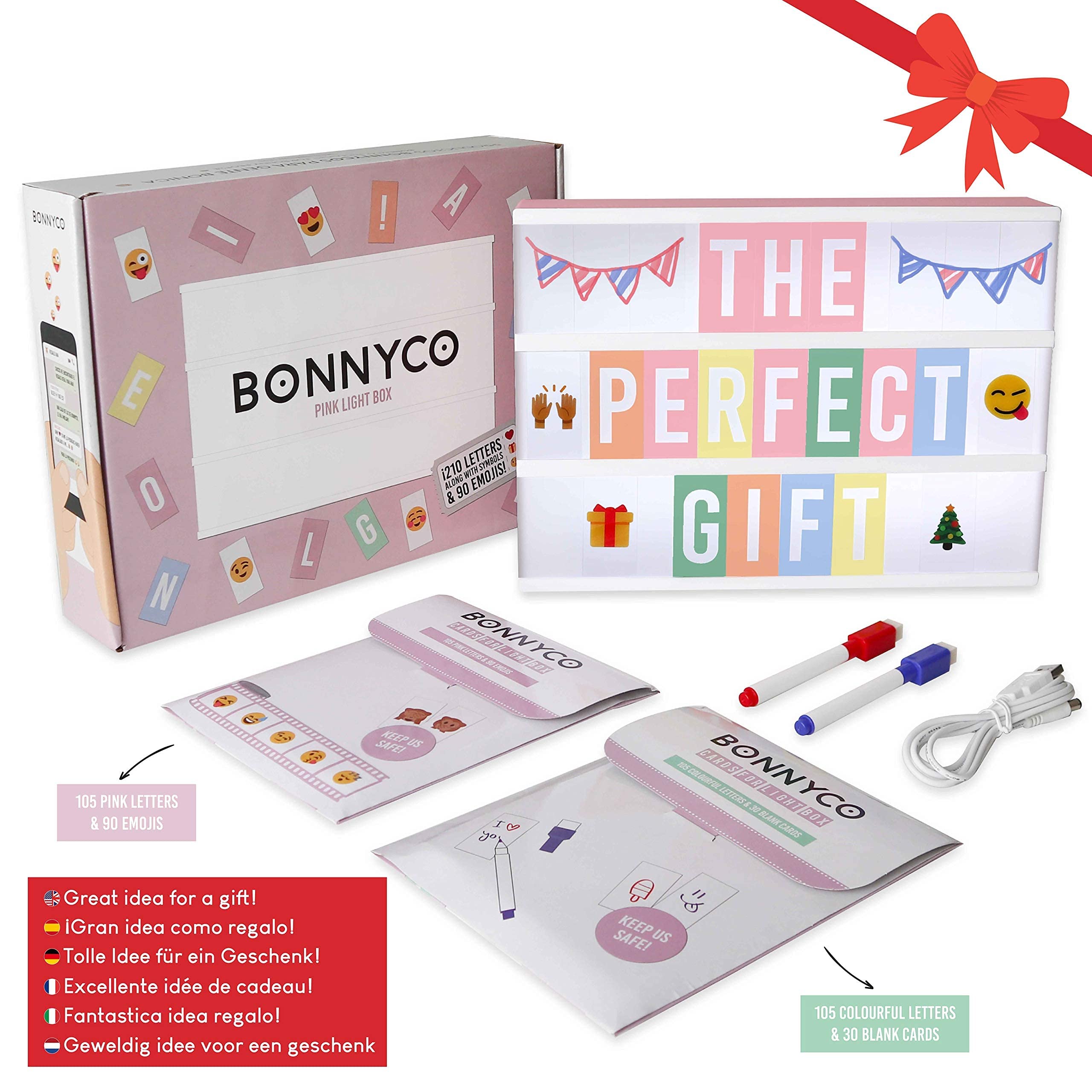 BONNYCO Pink Cinema Light Box with 400 Letters, Emojis, 2 Markers - BONNYCO Official Product View 7