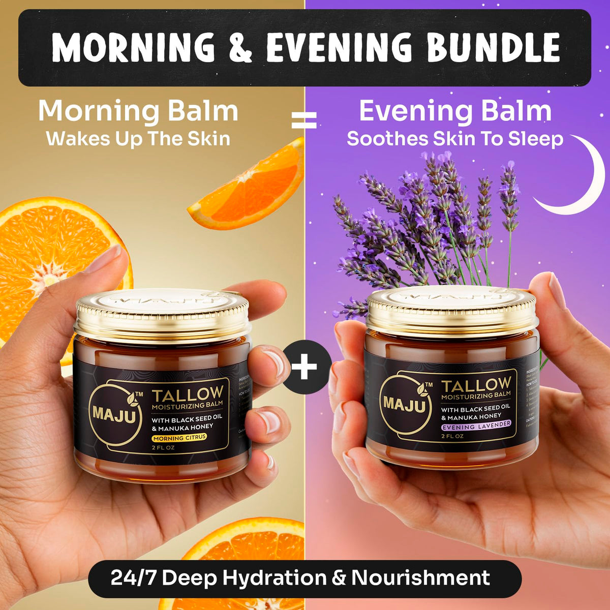 MAJU Tallow Honey Balm Evening Lavender Grass Fed Beef - Maju Superfoods Official Imagery - 5
