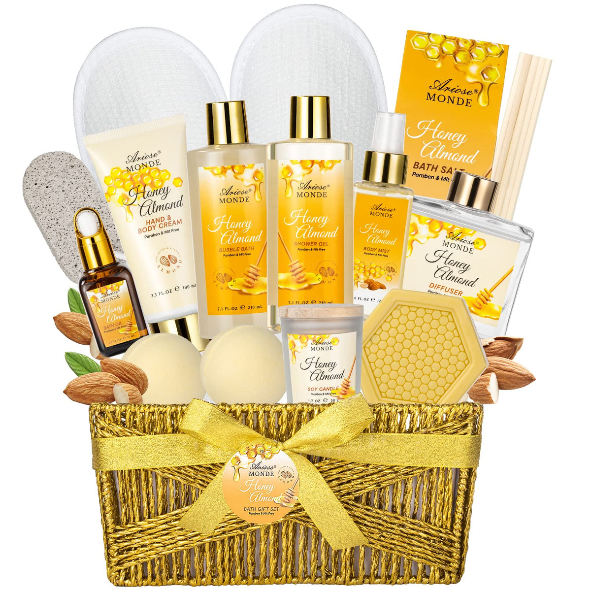 Bath and Body Gift Set 15pcs Honey Almond Gift Basket for - ArioseMonde Official Imagery - 2