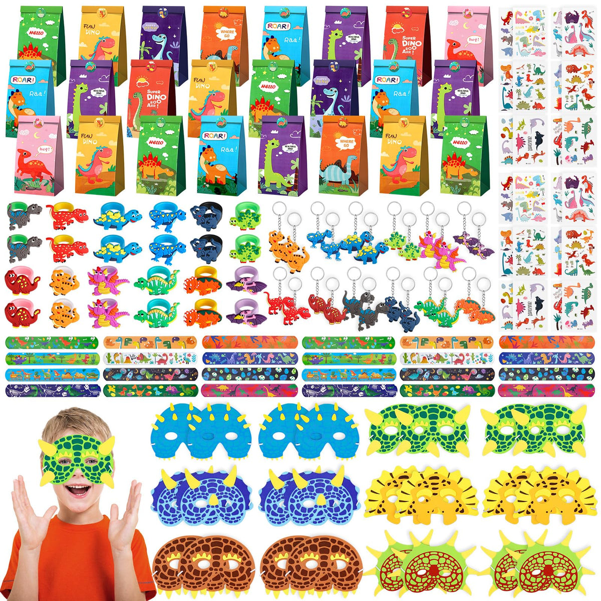 INNOCHEER Dinosaur Goodie Bags Party Favors Decoration Set - INNOCHEER Official Imagery - 1