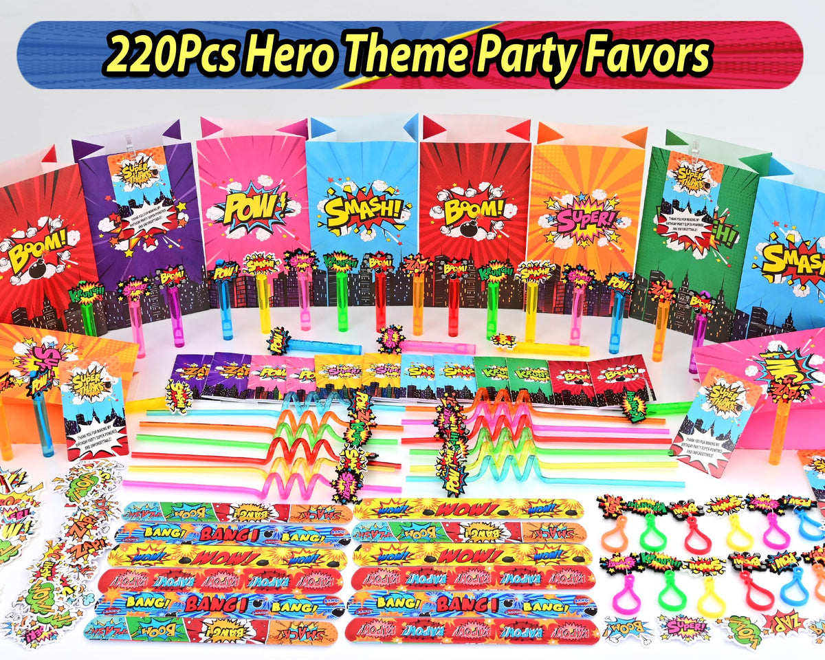 220PCS Hero Party Favors Kit Birthday Supplies Includes - Fumogym Official Imagery - 3