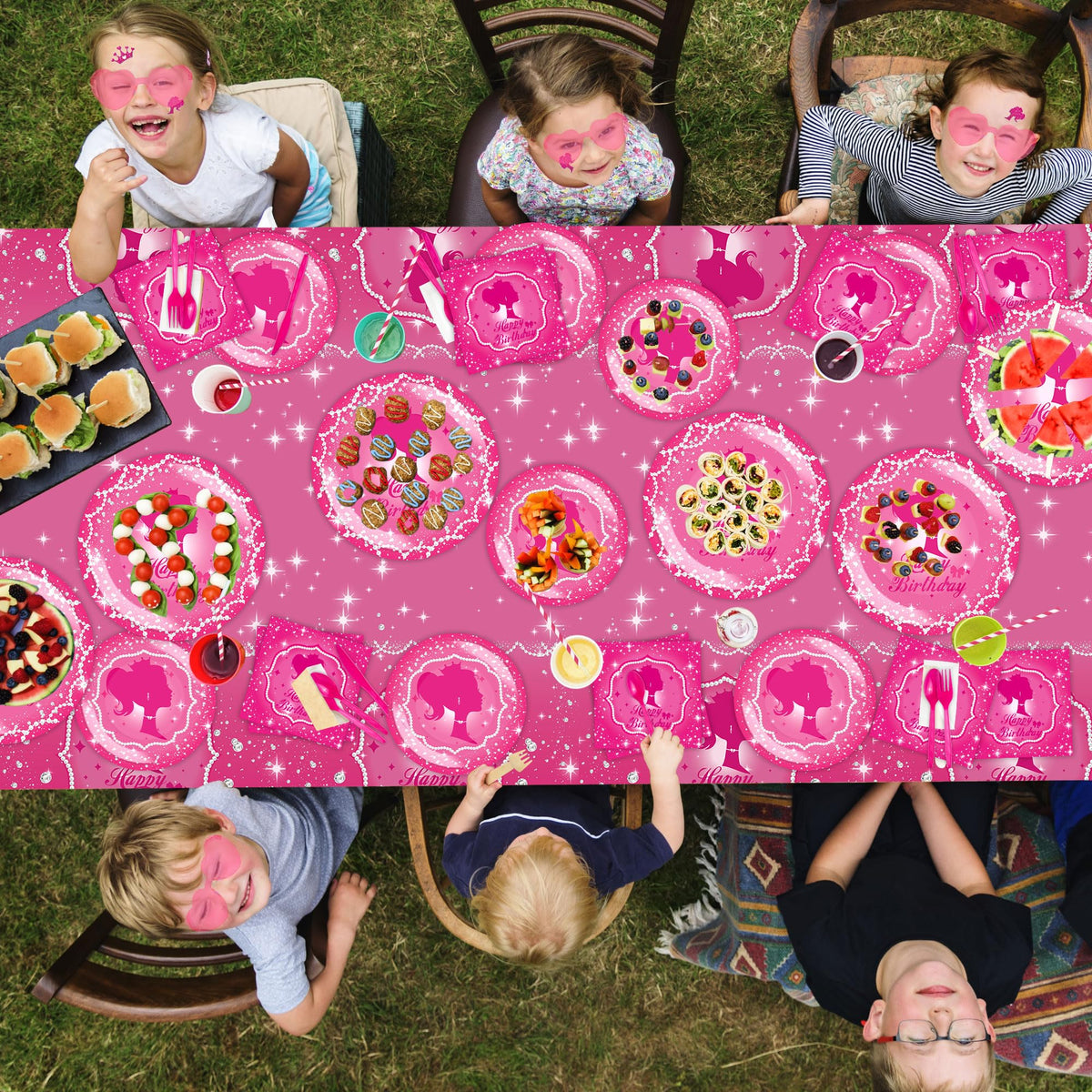 162 Piece Hot Pink Birthday Tableware Set for 20 Guests - JOLJUMP Official Imagery - 8