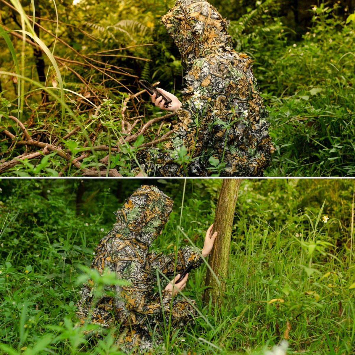 Ghillie Suit Gilly 3D Leafy Camo Cloth Youth Hunting Airsoft - EAmber Official Imagery - 6