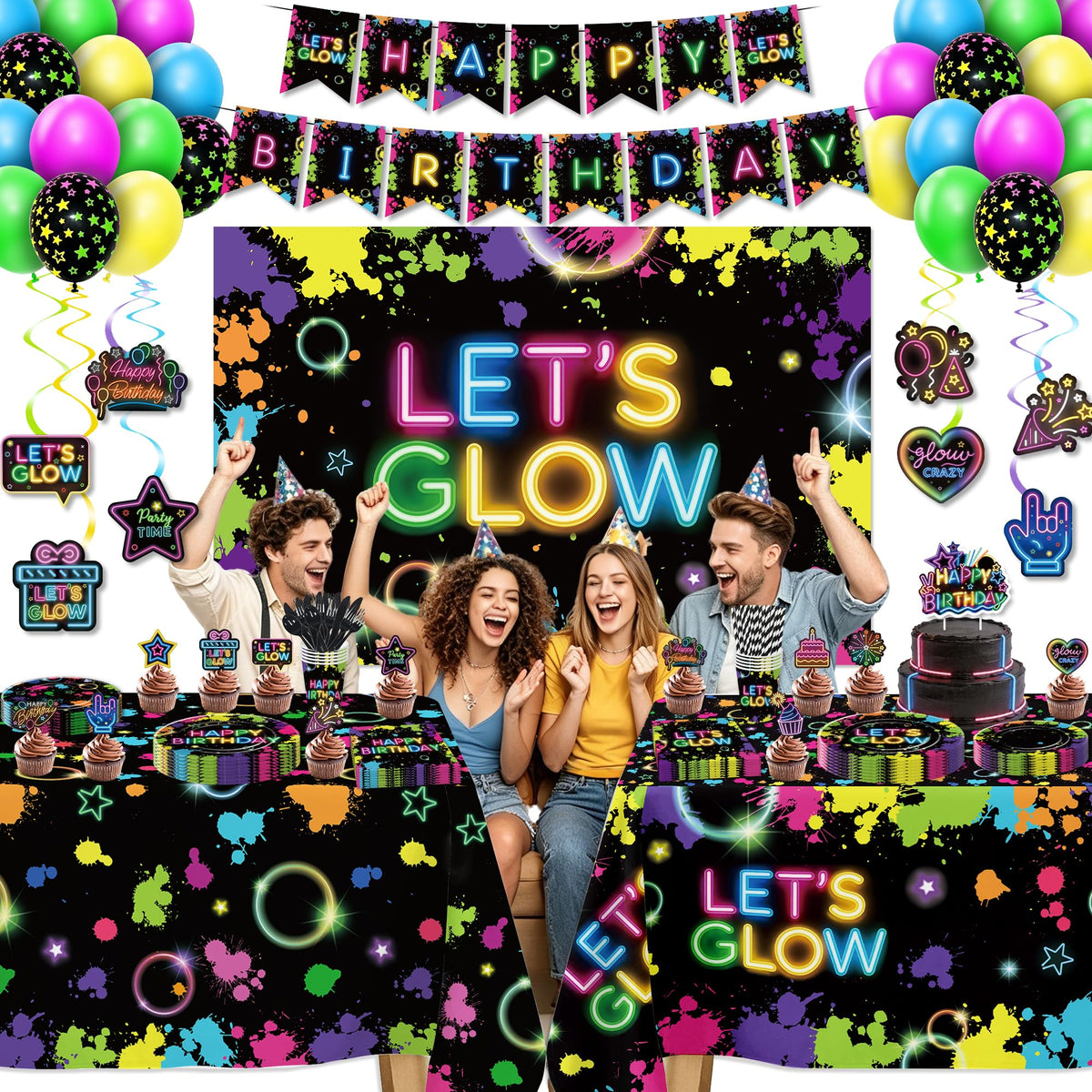Srua Don Neon Glow Birthday Party Decorations Glow In The - Srua Don Official Imagery - 7