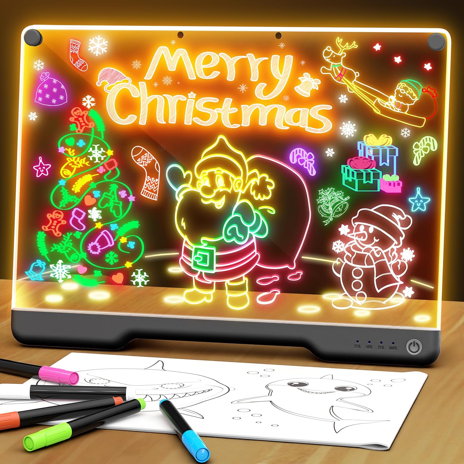 Portable Bailkind LED note board with 7 light effects, colorful glow, rechargeable 16-inch display for doodling and creative notes