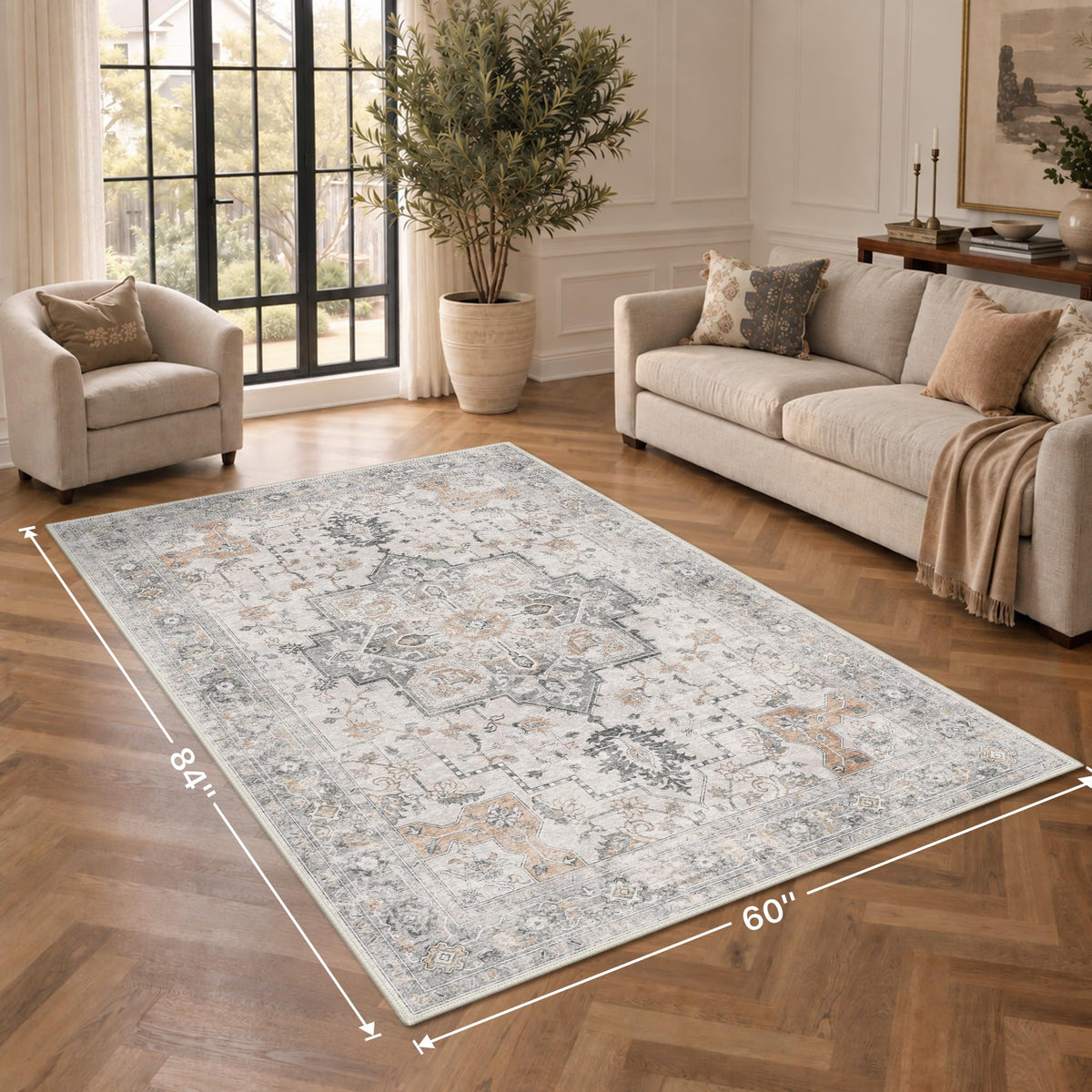GENIMO 5x7 Washable Area Rugs for Living Room Non Slip Light - GENIMO Official Imagery - 3