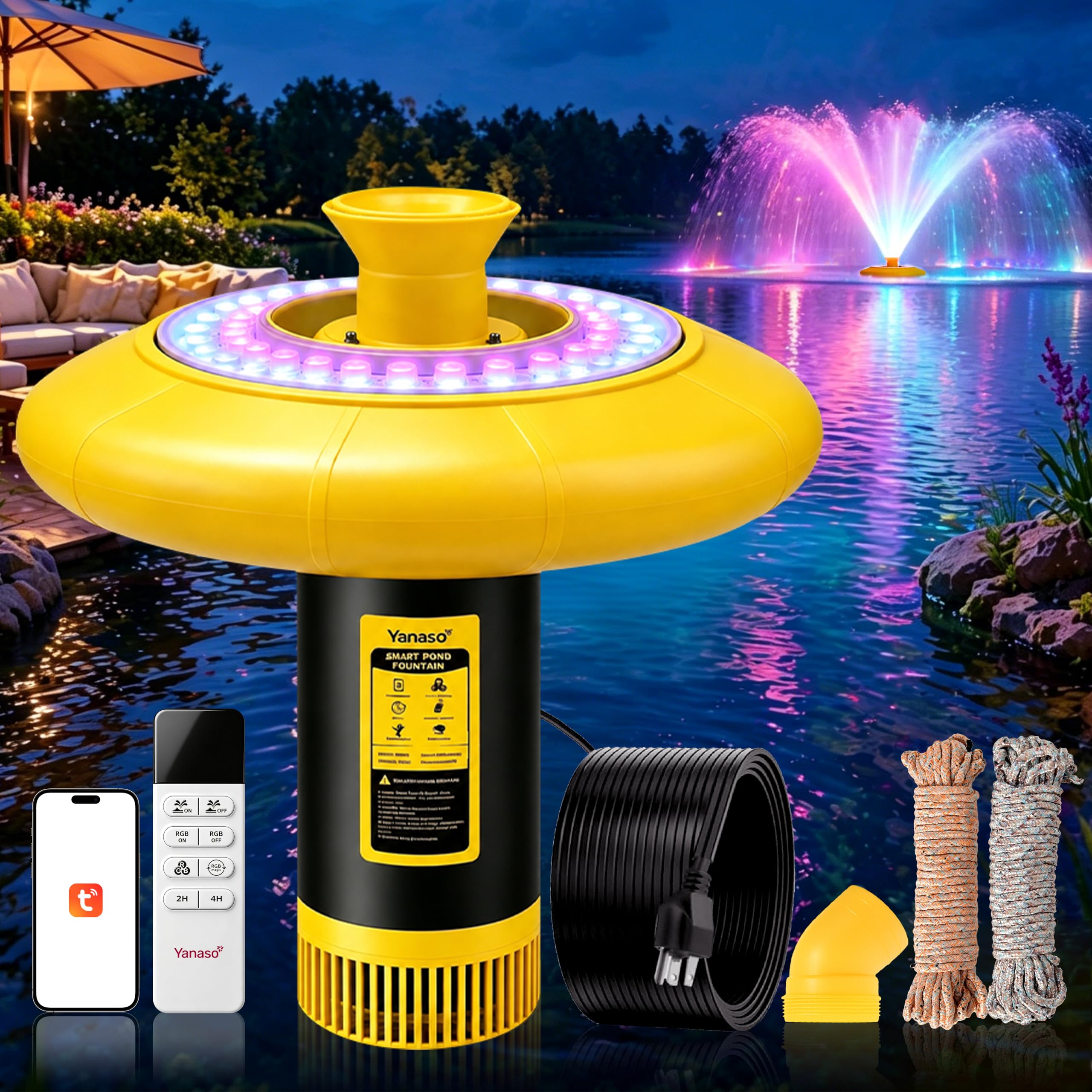 YANASO 1HP Pond Fountain Aerator, 15000 GPH Floating Fountain Pum - YANASO Official Product View 9