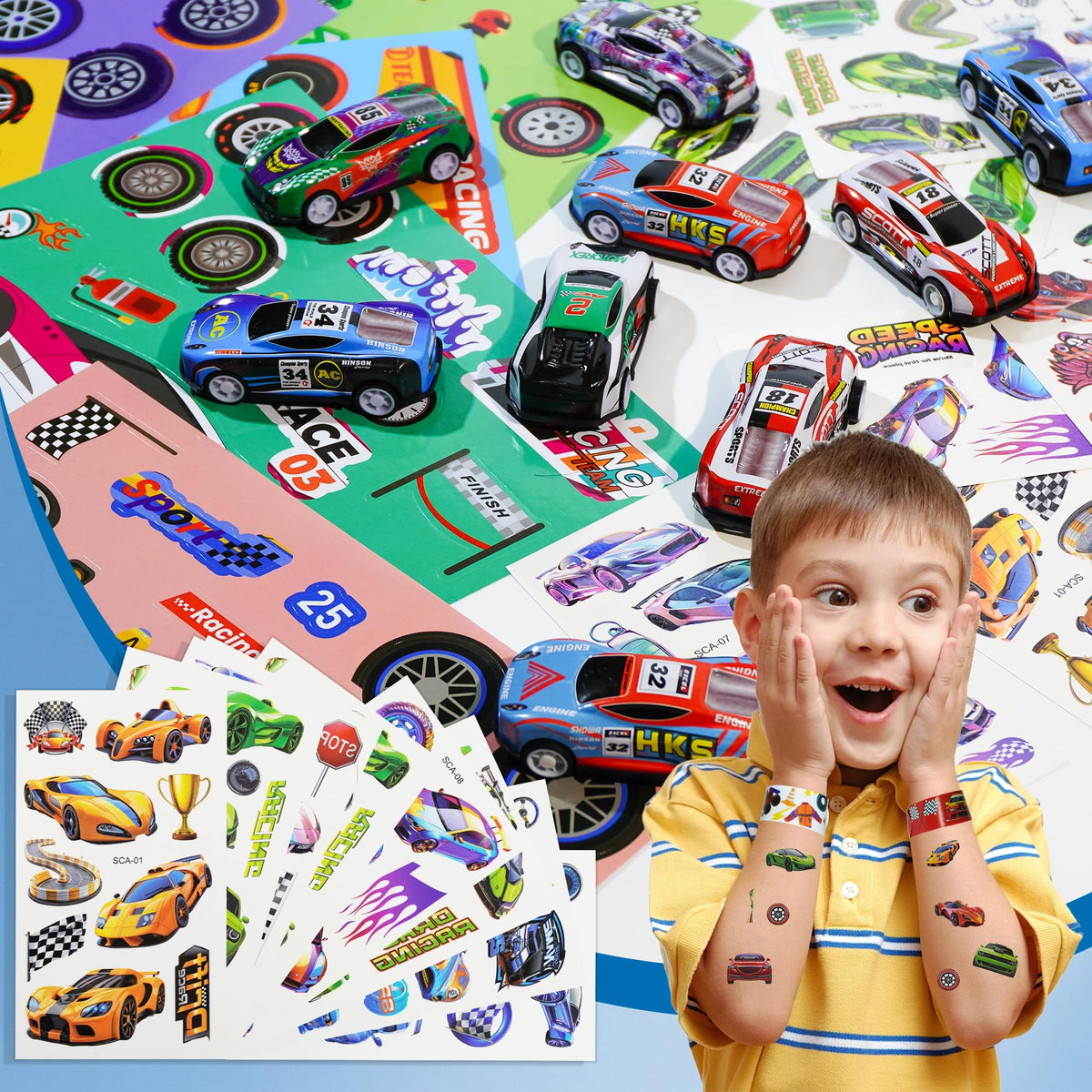 120PCS Race Car Party Favors Set for Kids Racing Party - HandTool Official Imagery - 3