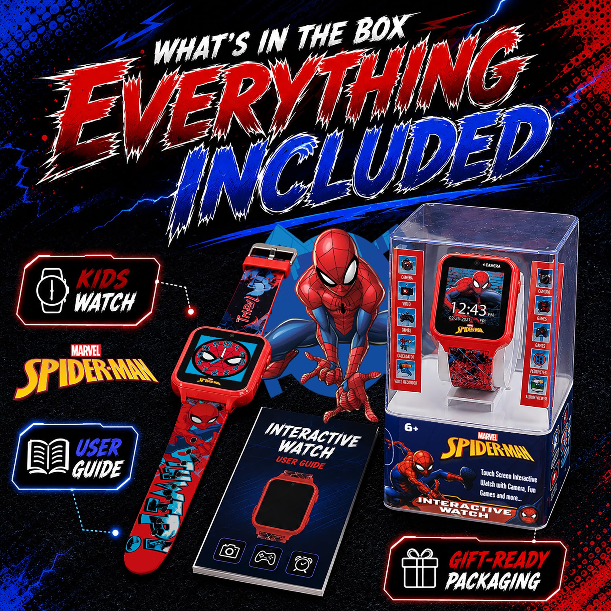 Accutime Marvel Spider-Man Red Educational Touchscreen Smart Watch Toy - View 7