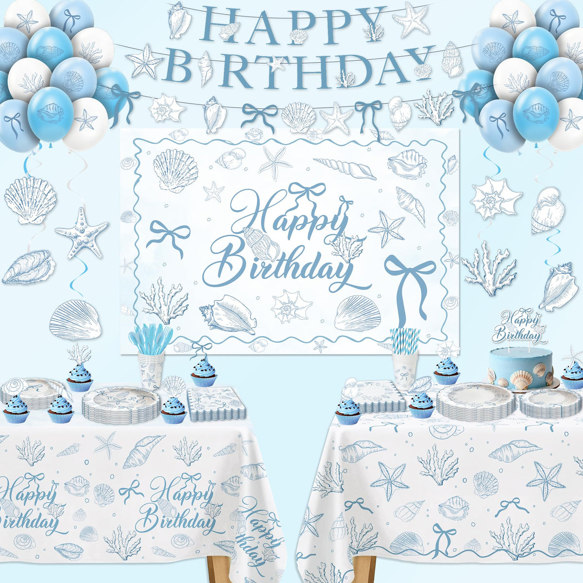 Seashell Party Decorations for Summer Beach Birthday Turned - HOAKWA Official Imagery - 8