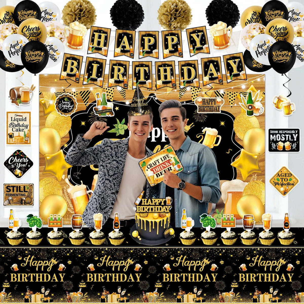 Beer Birthday Party Decorations Beer Aged to Perfection - Mpanwen Official Imagery - 7