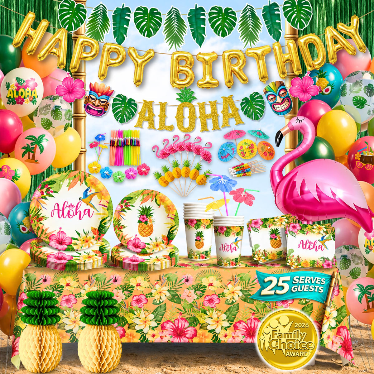 Premium Luau Birthday Party Decorations Set for 25 guests - RainMeadow Official Imagery - 1