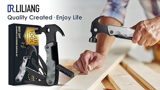 DR.LILIANG 13-in-1 hammer multitool with camping and survival tools, ideal for Father's Day and birthday gifts for men and dads