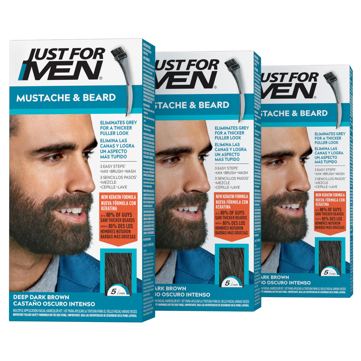JUST FOR MEN Mustache Beard Dye Keratin Dark Brown M 45 - Just for Men Official Imagery - 8