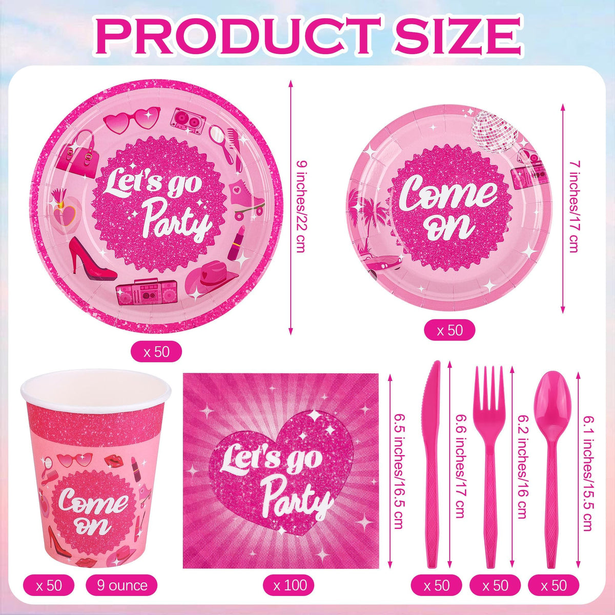 400 Pieces Let s Go Girls Party Tableware Sets Including - Kochorie Official Imagery - 4