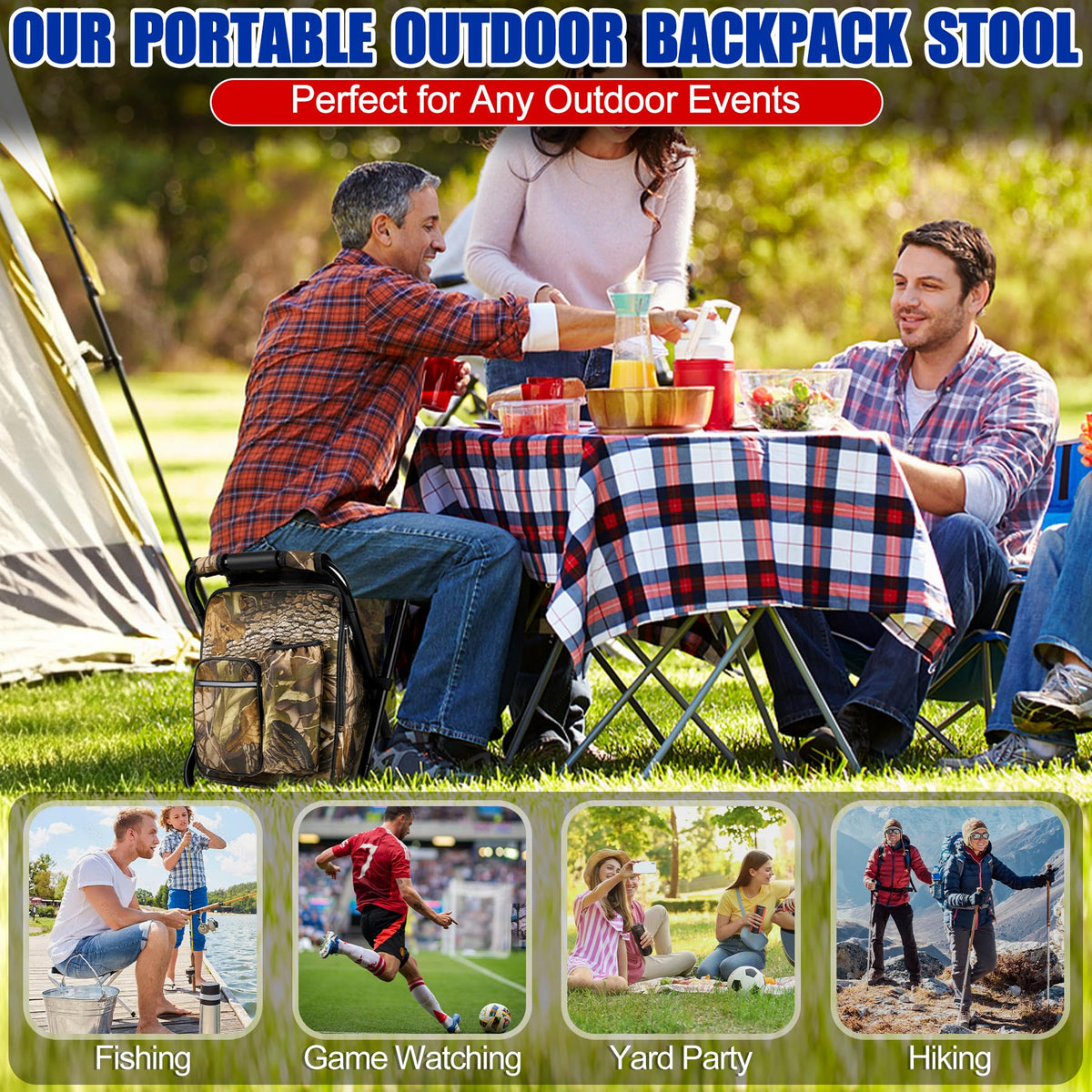 Backpack Stool Cooler Chair Heavy Duty 200 LBS Max Load - Kikerike Official Imagery - 5
