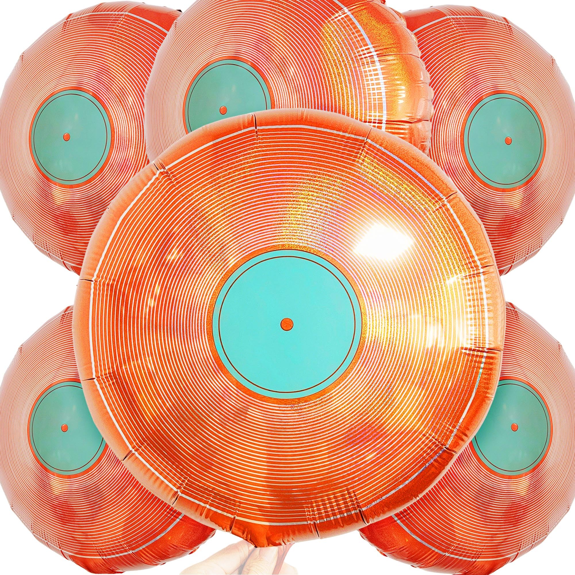 Vinyl Record Balloons Disco Party Decorations, Orange Retro - Product Imagery