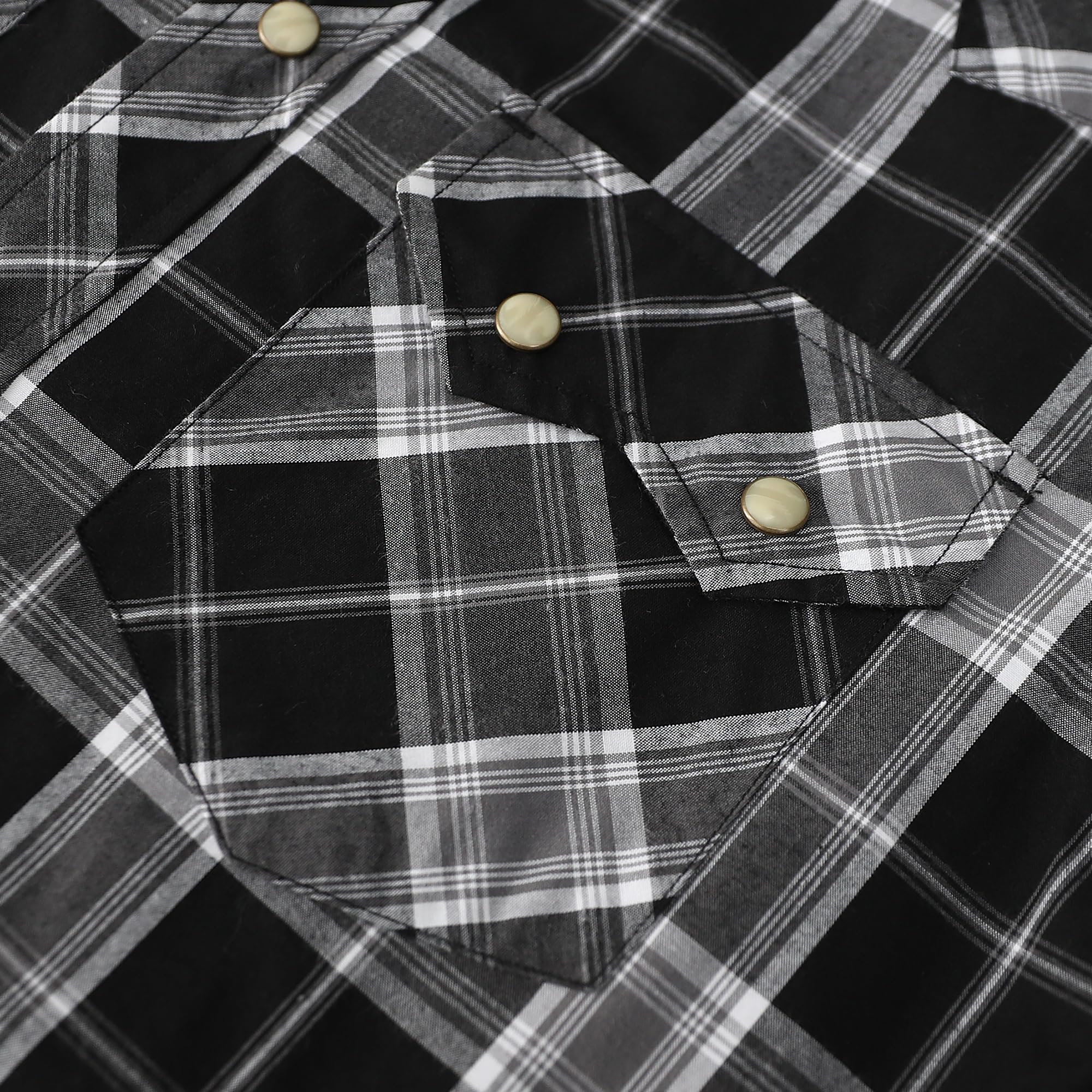 Dubinik® Pearl Snap Western Shirt for Men Short Sleeve 2 Sawtooth Pocket - Dubinik Official Product View 4