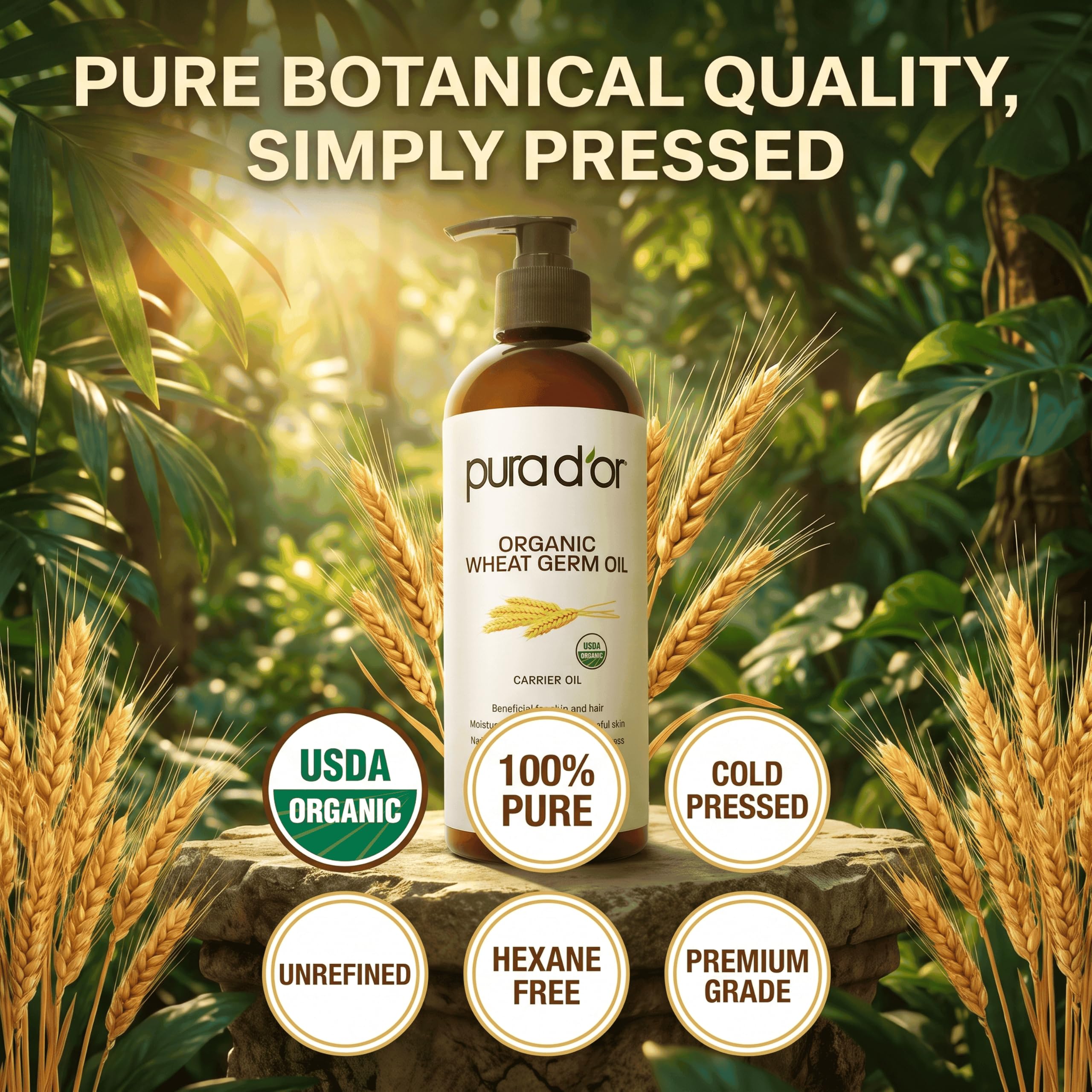 PURA D'OR 16 Oz ORGANIC Wheat Germ Oil - 100% Pure & Natural USDA - PURA D'OR Official Product View 6