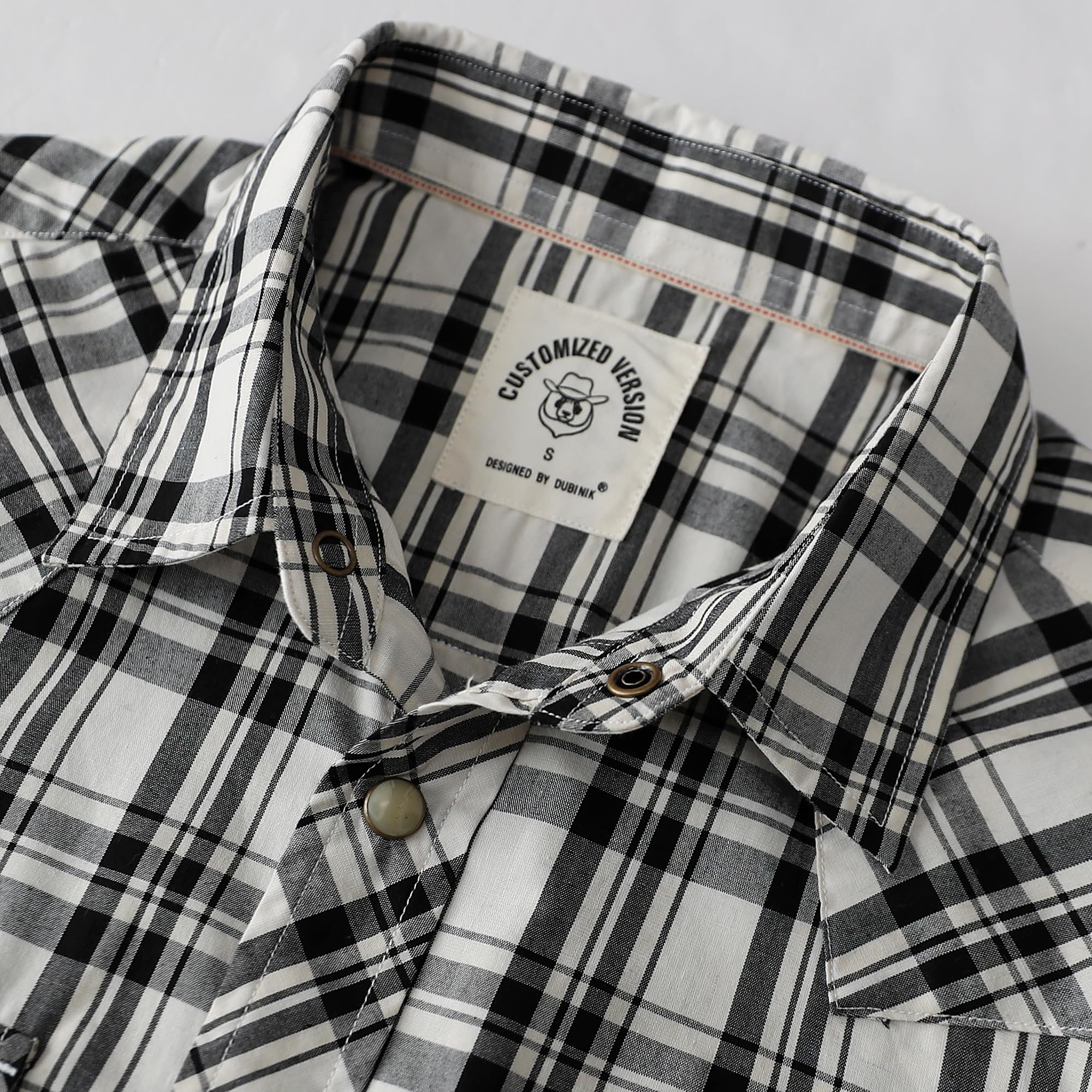 Dubinik® Pearl Snap Western Shirt for Men Short Sleeve 2 Sawtooth Pocket - Dubinik Official Product View 3