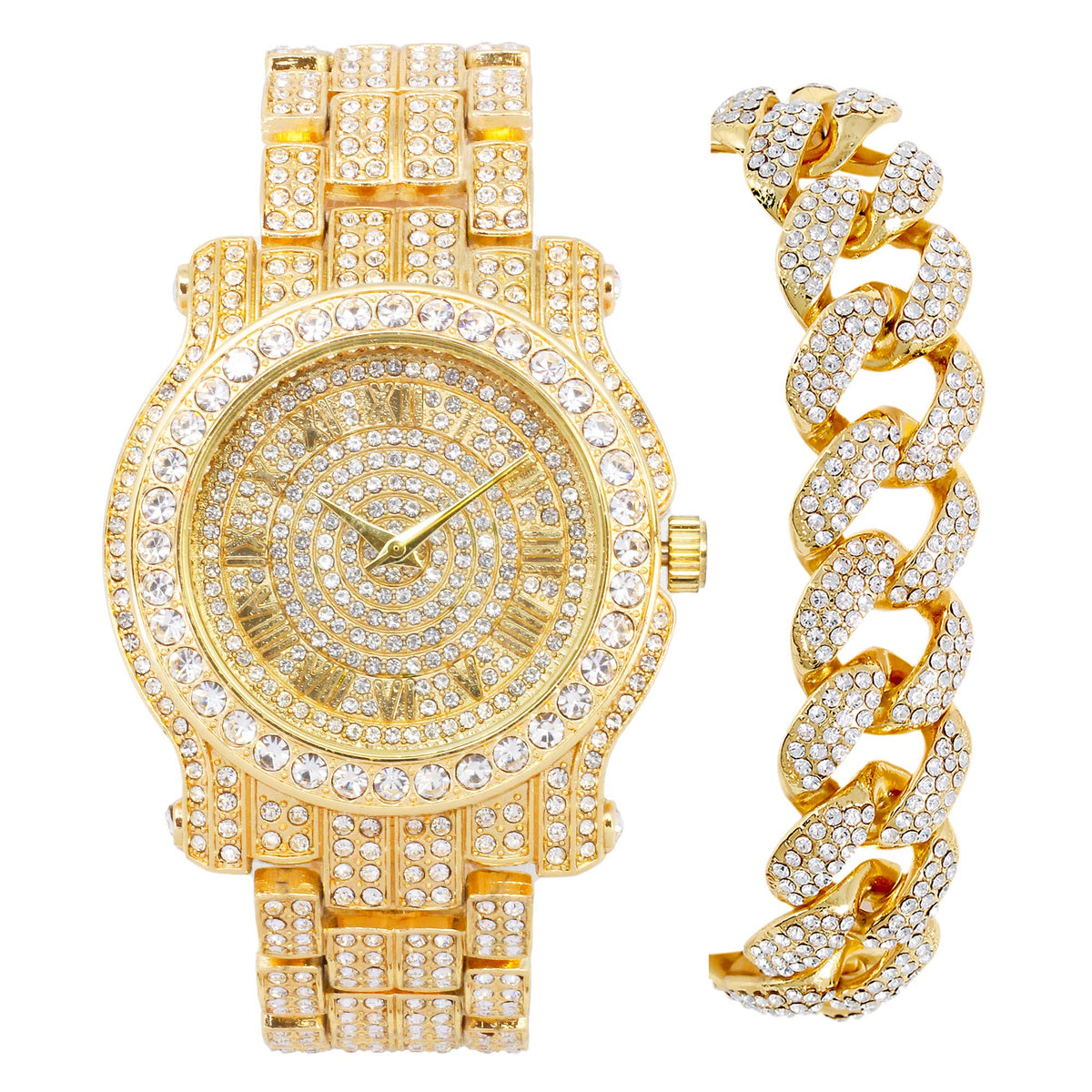 Techno Pave Men s 45mm Iced Out Roman Dial Watch Bracelet - Techno Pave Official Imagery - 2