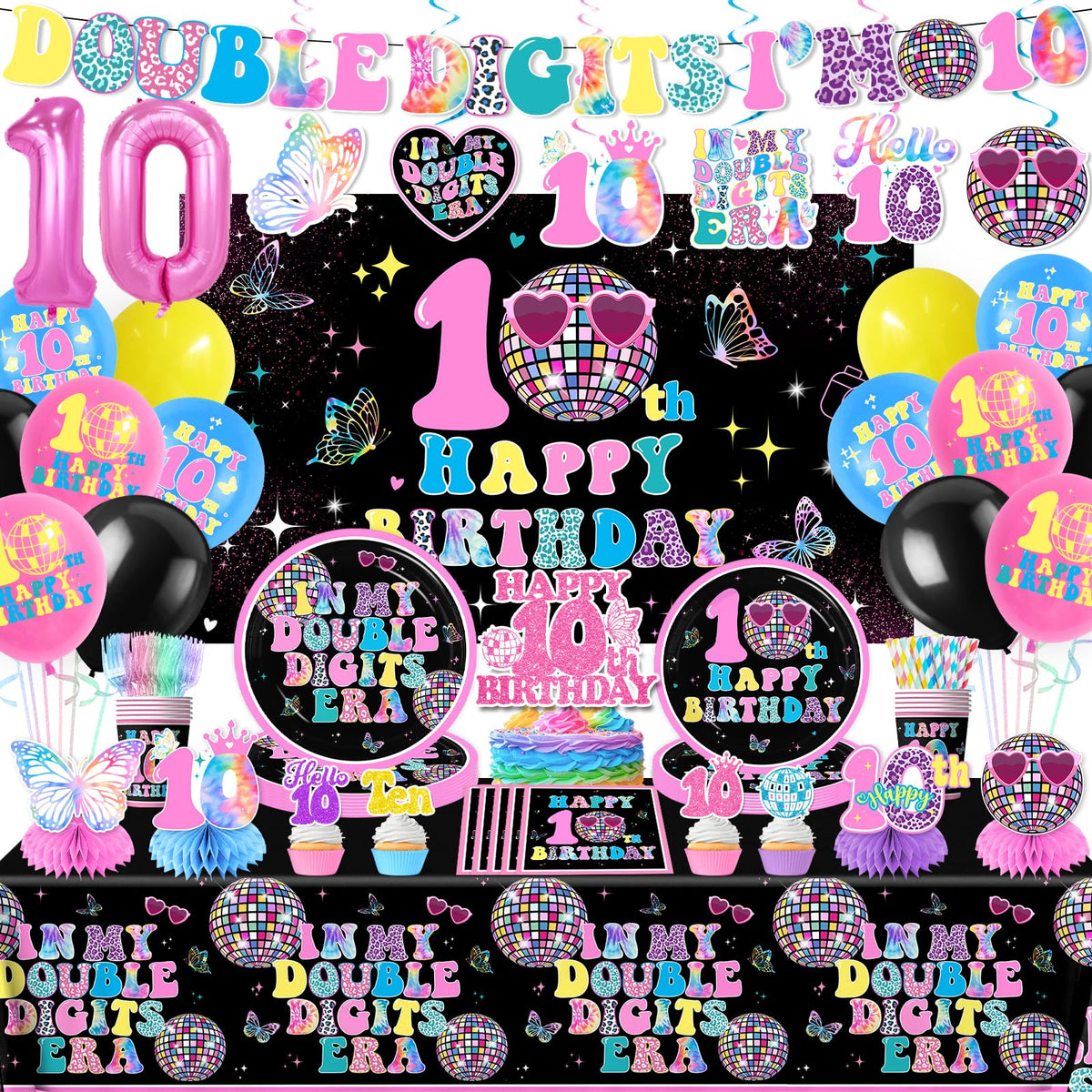 10th Birthday Decorations for Girl 198pcs Double Digits - Gexlaju Official Imagery - 1