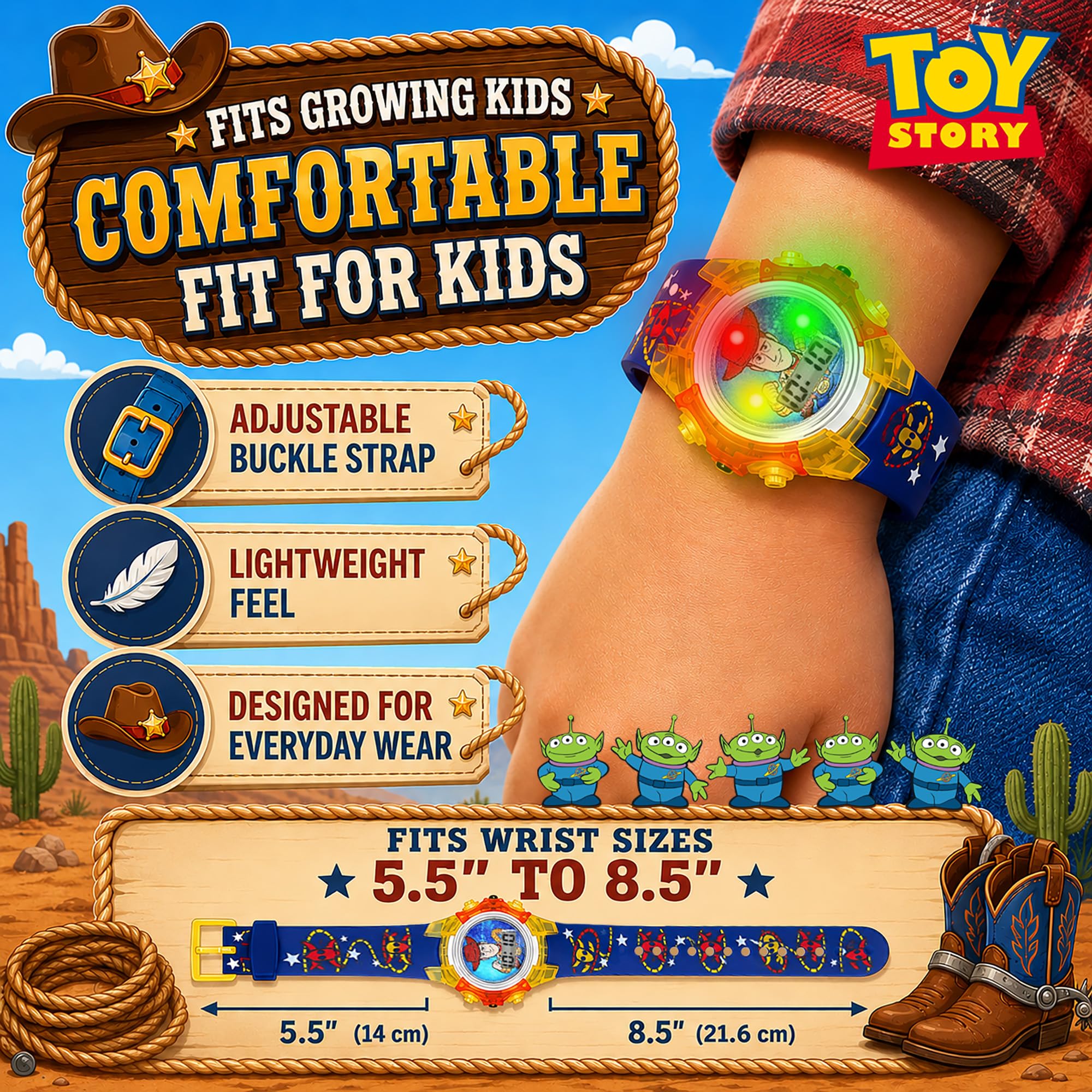Accutime Toy Story 4 Kids Digital LCD Watch – Flashing Dial, Woody Cha - View 5