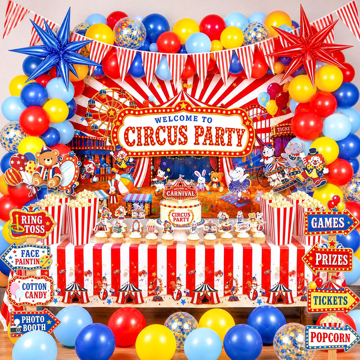 LovesTown 268PCS Carnival Theme Party Decorations with 114 - LovesTown Official Imagery - 1